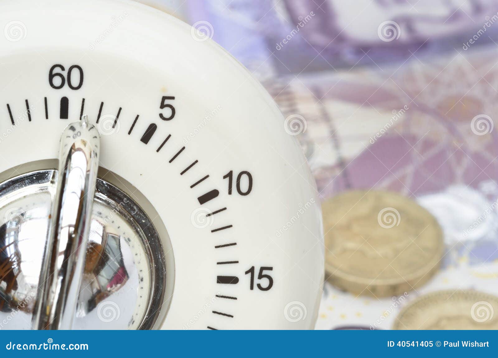 Timer with Cash in Background Stock Image Image of clock, loan 40541405