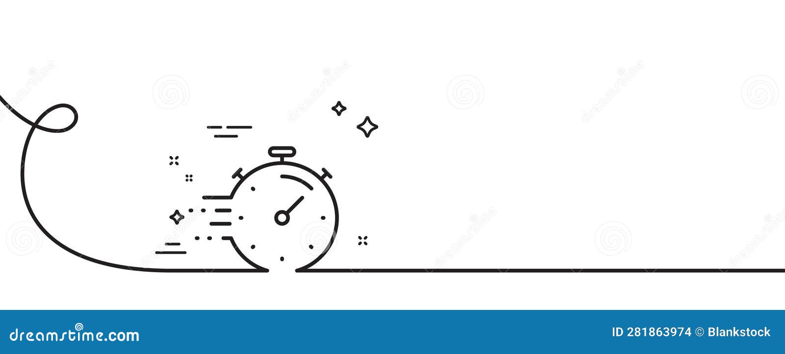 Timer Line Icon. Time Management Sign. Stopwatch. Continuous Line with