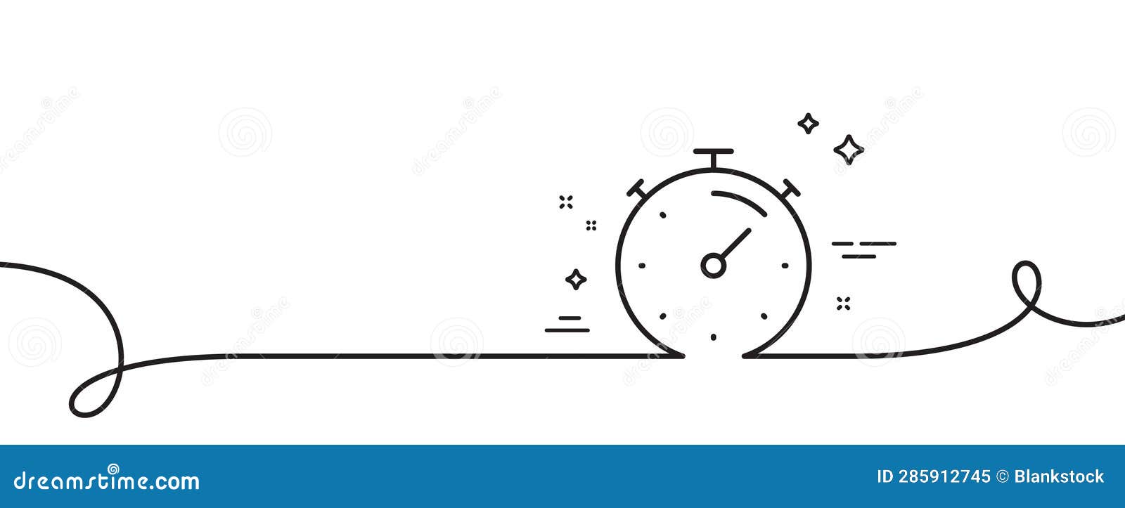 Timer Line Icon. Stopwatch Time Sign. Continuous Line with Curl. Vector