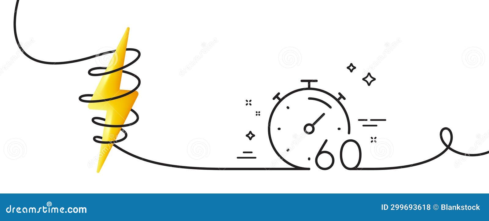 Timer 60 Minutes Line Icon. Stopwatch Time Sign. Continuous Line with