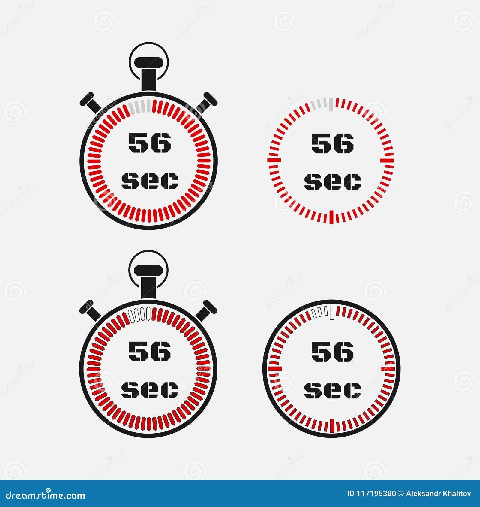 Timer 56 Seconds on Gray Background . Stock Illustration Illustration