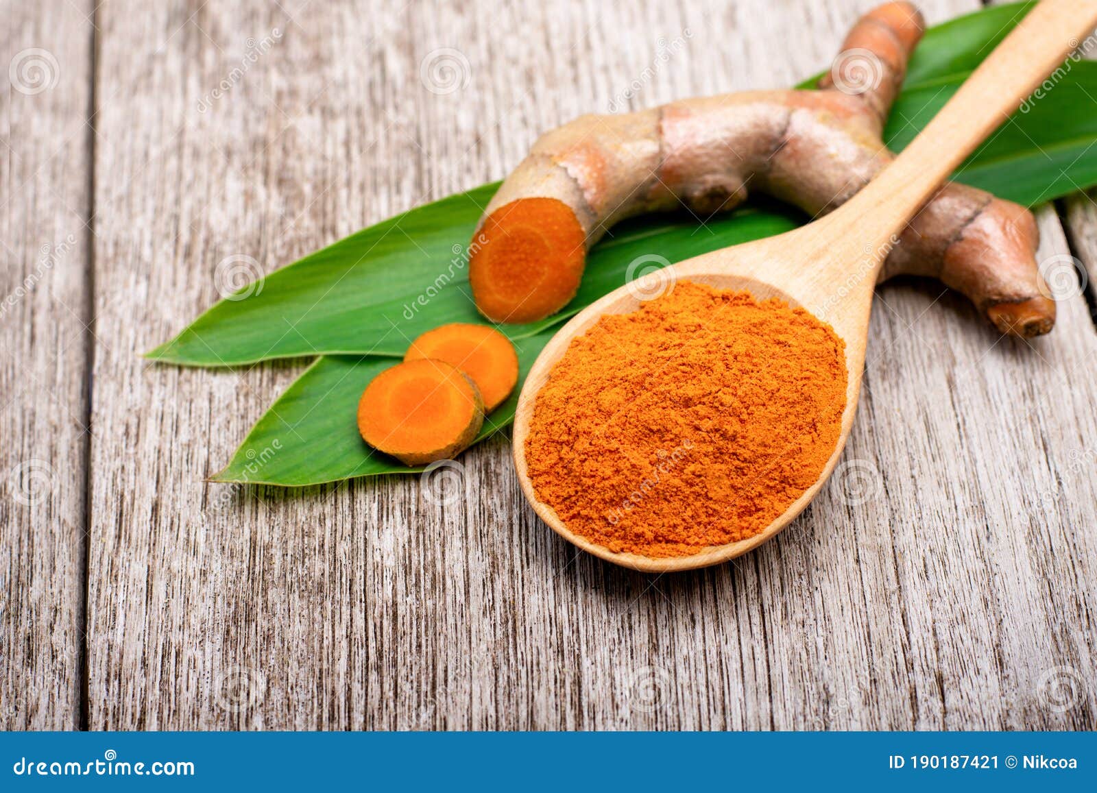 Turmeric Powder , Herbal Spice Medicine Plant Stock Image Image of