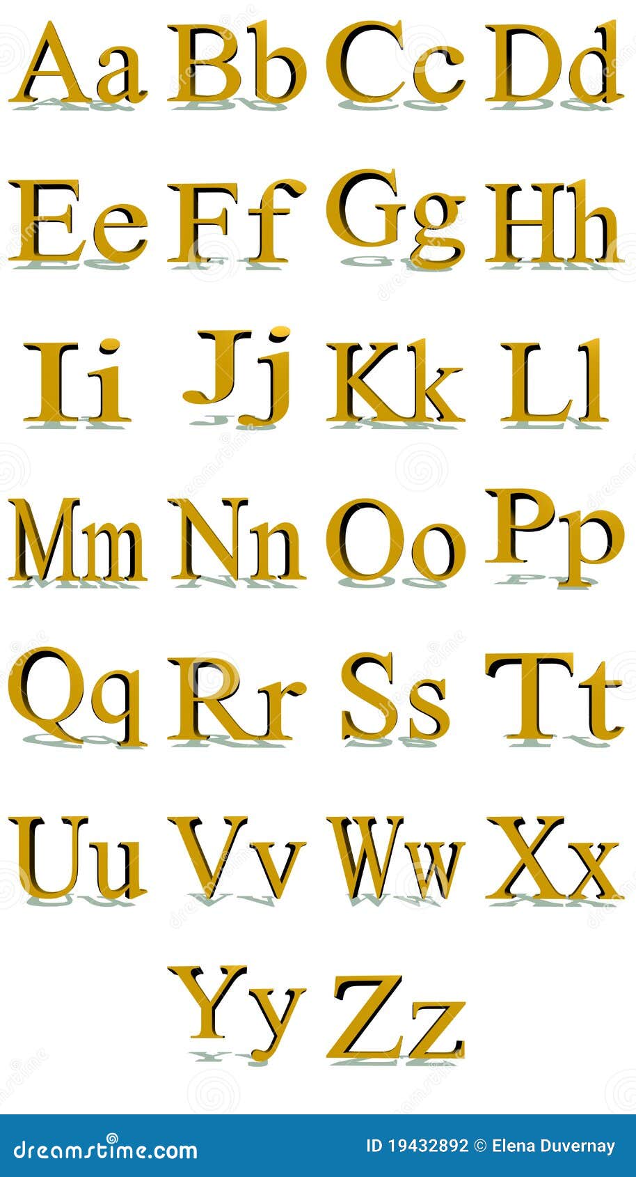 Times New Roman Gold Alphabet Stock Illustration - Illustration of