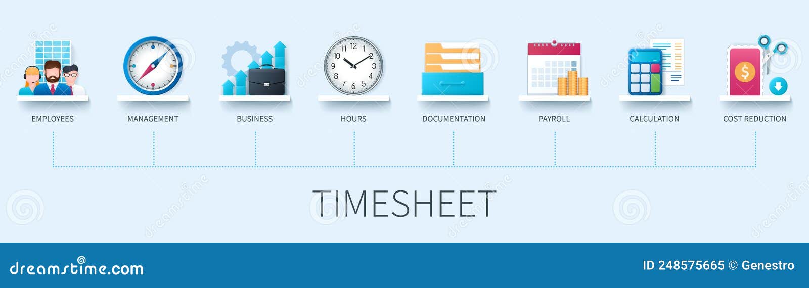 timesheet  infographics in 3d style