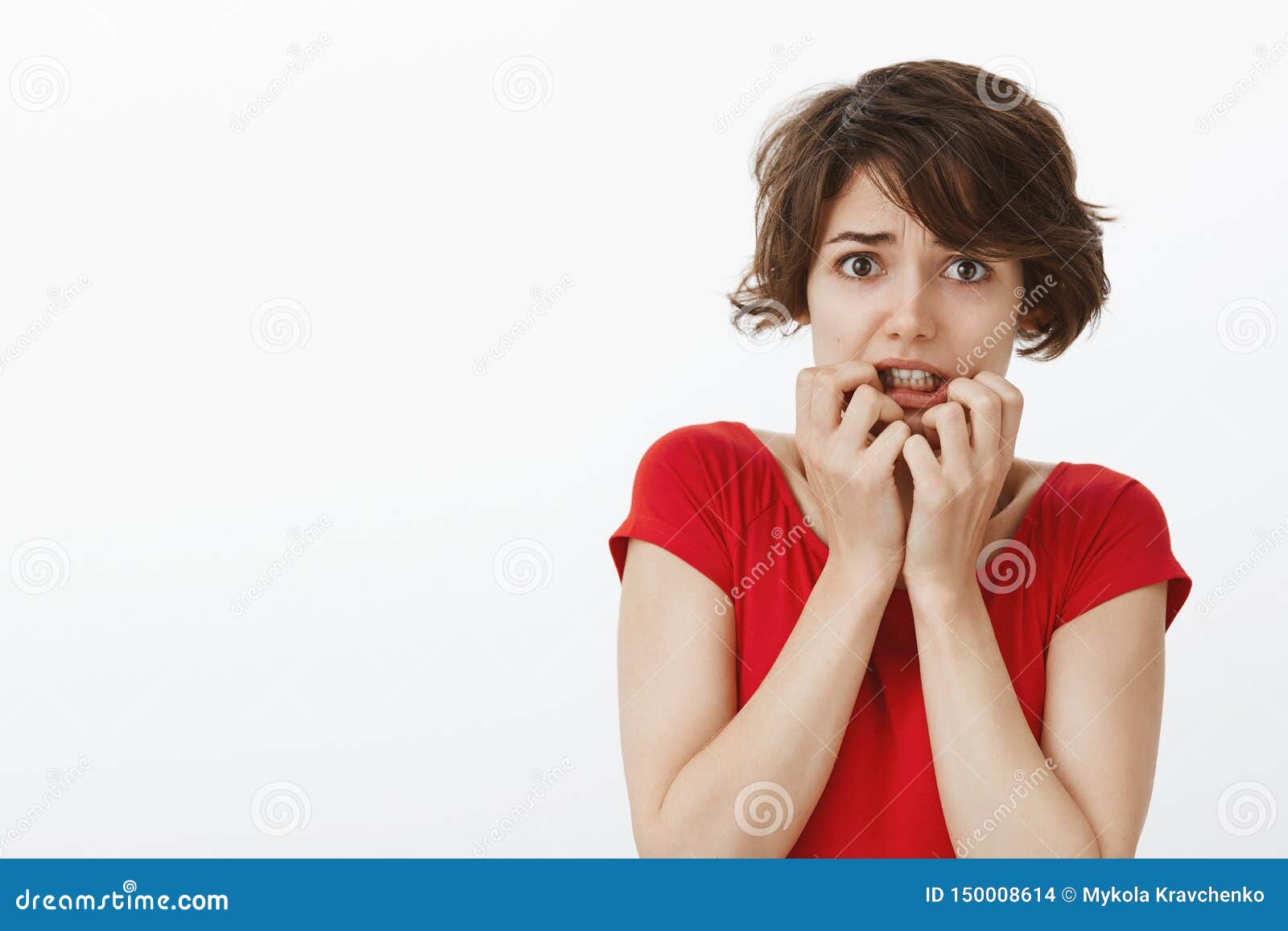 Timid Insecure Scared Innocent Cute Girl Short Haircut Trembling