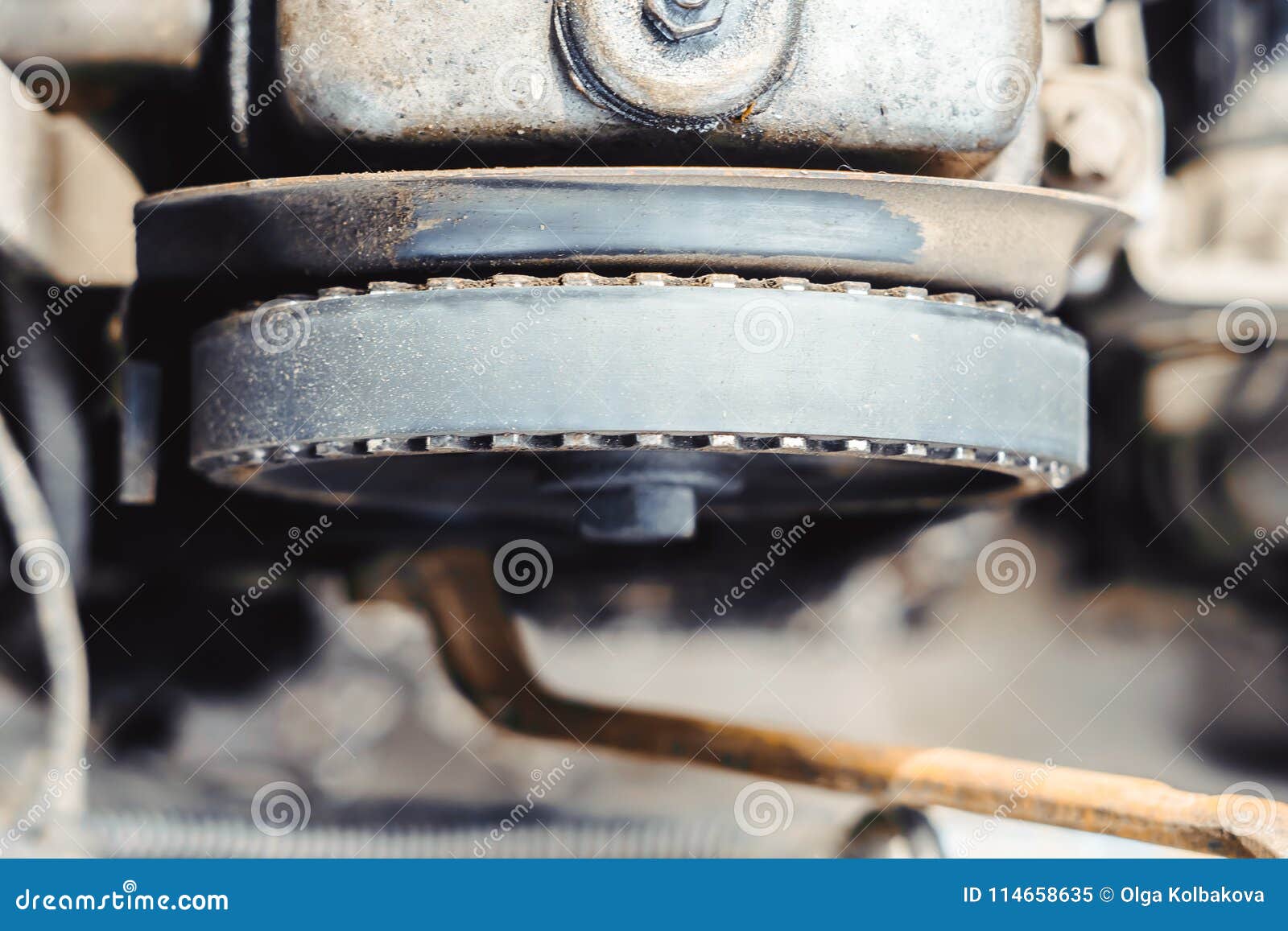 The timing belt on the car stock image. Image of connection 114658635