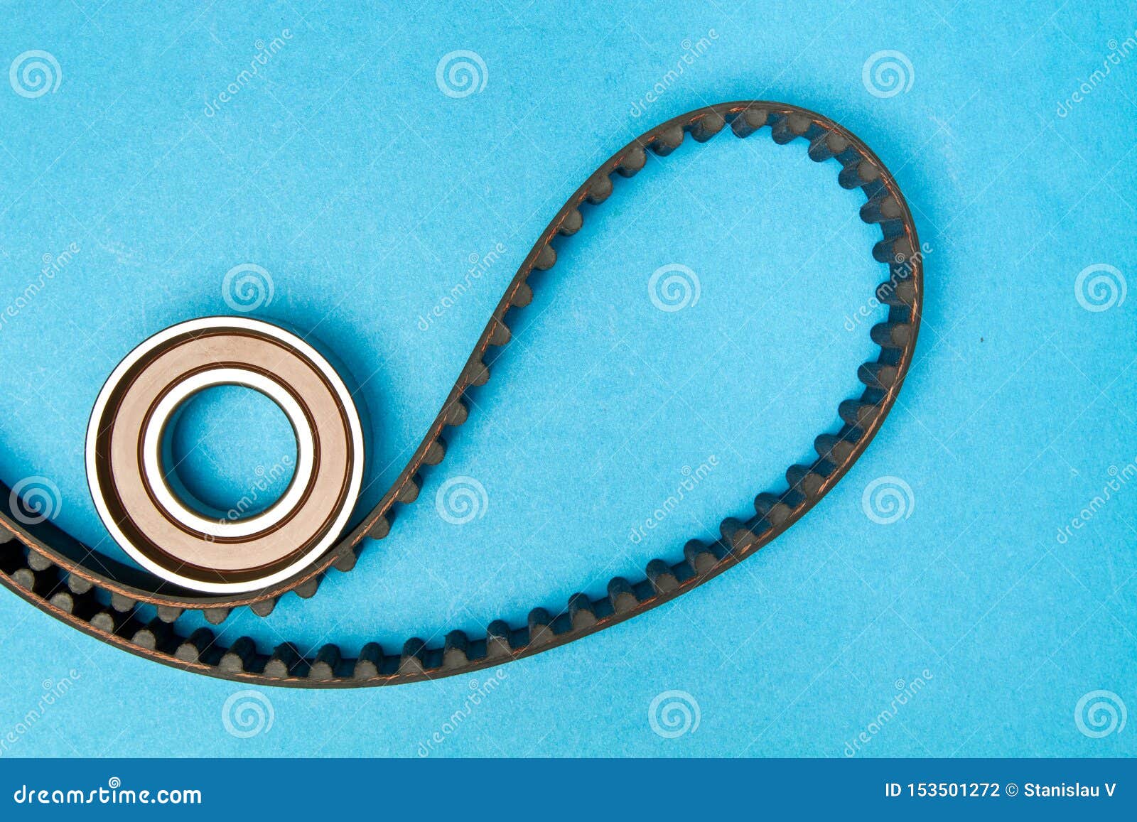 Timing Belt with Rollers on Background .Kit of Timing Belt for Car