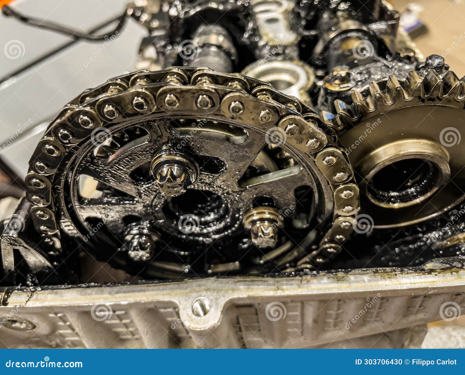 Timing Chain, Dirty and Worn Car Engine Stock Photo Image of wornout