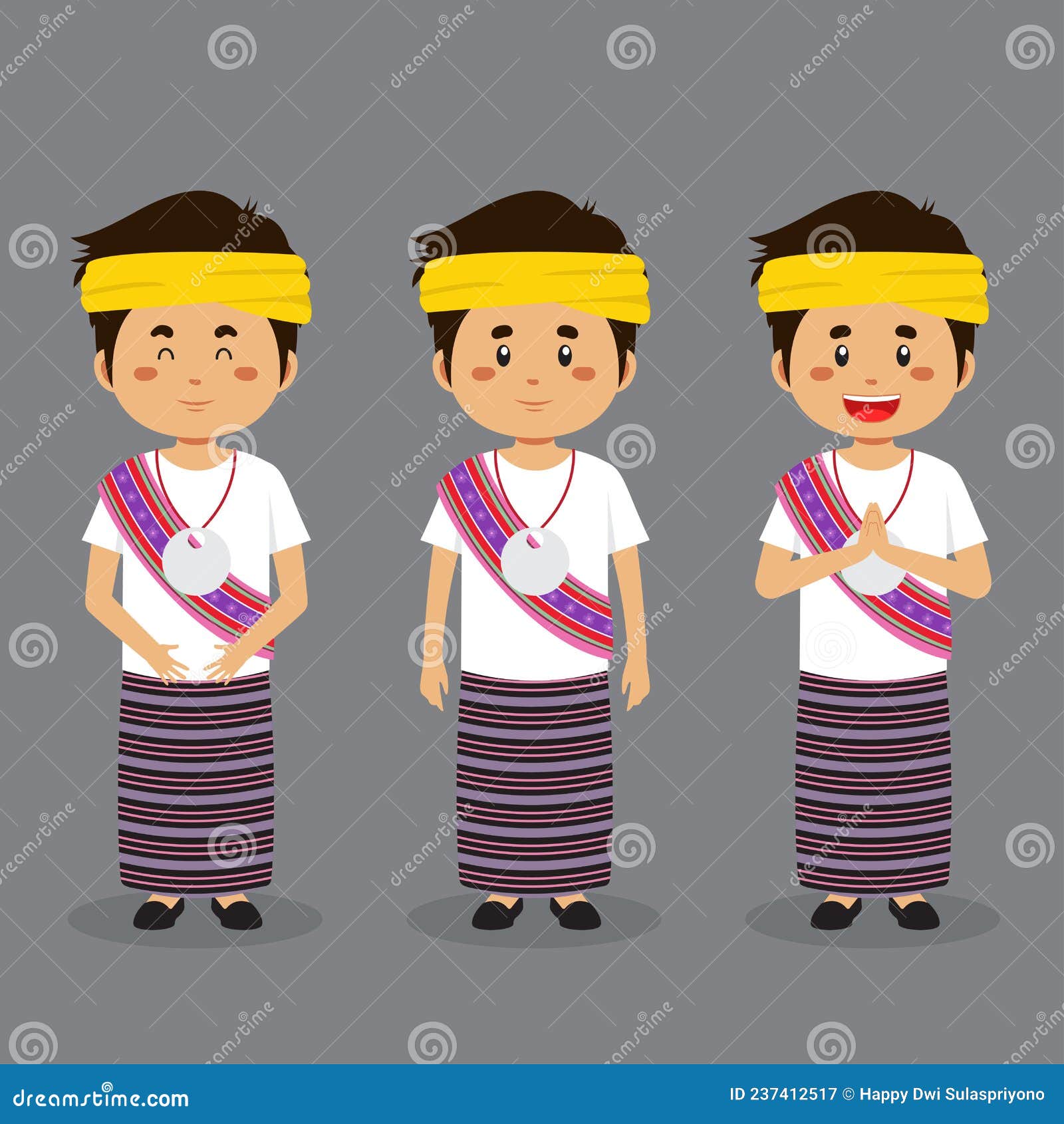 timor leste character with various expression