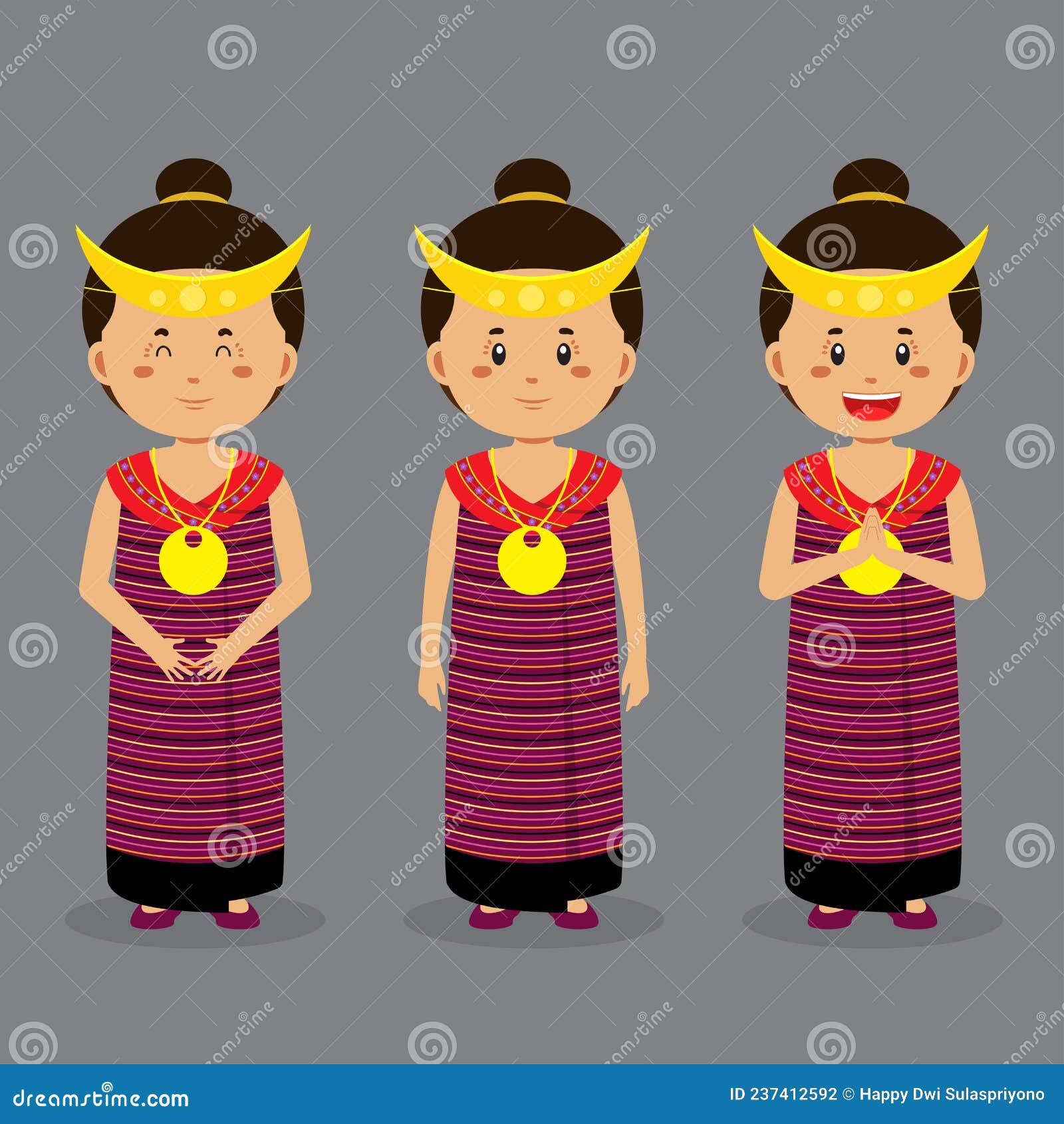 timor leste character with various expression