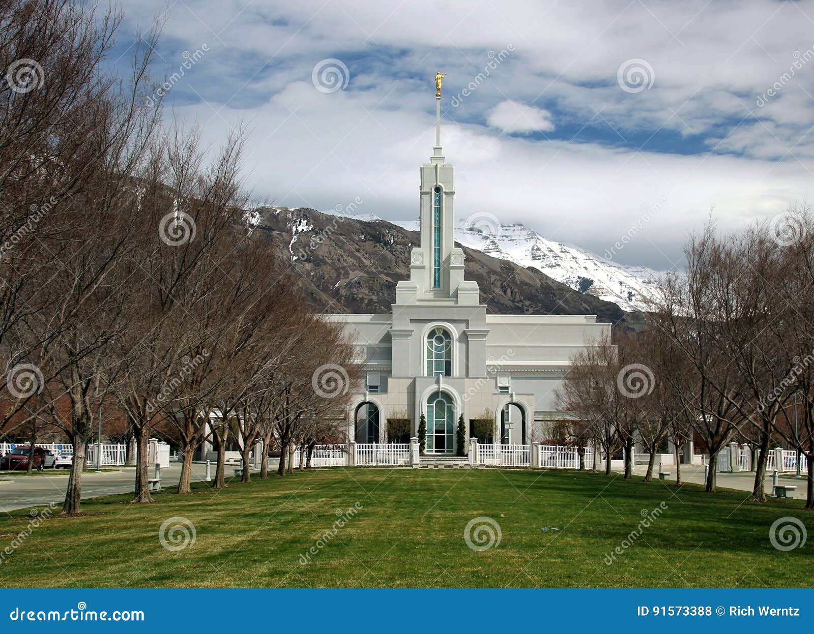 Timpanogas Utah Mormon LDS Temple American Fork Early Spring Stock