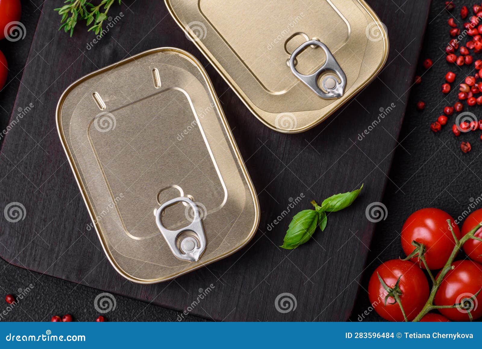 Tin or Aluminum Rectangular Can of Canned Food with a Key Stock Photo