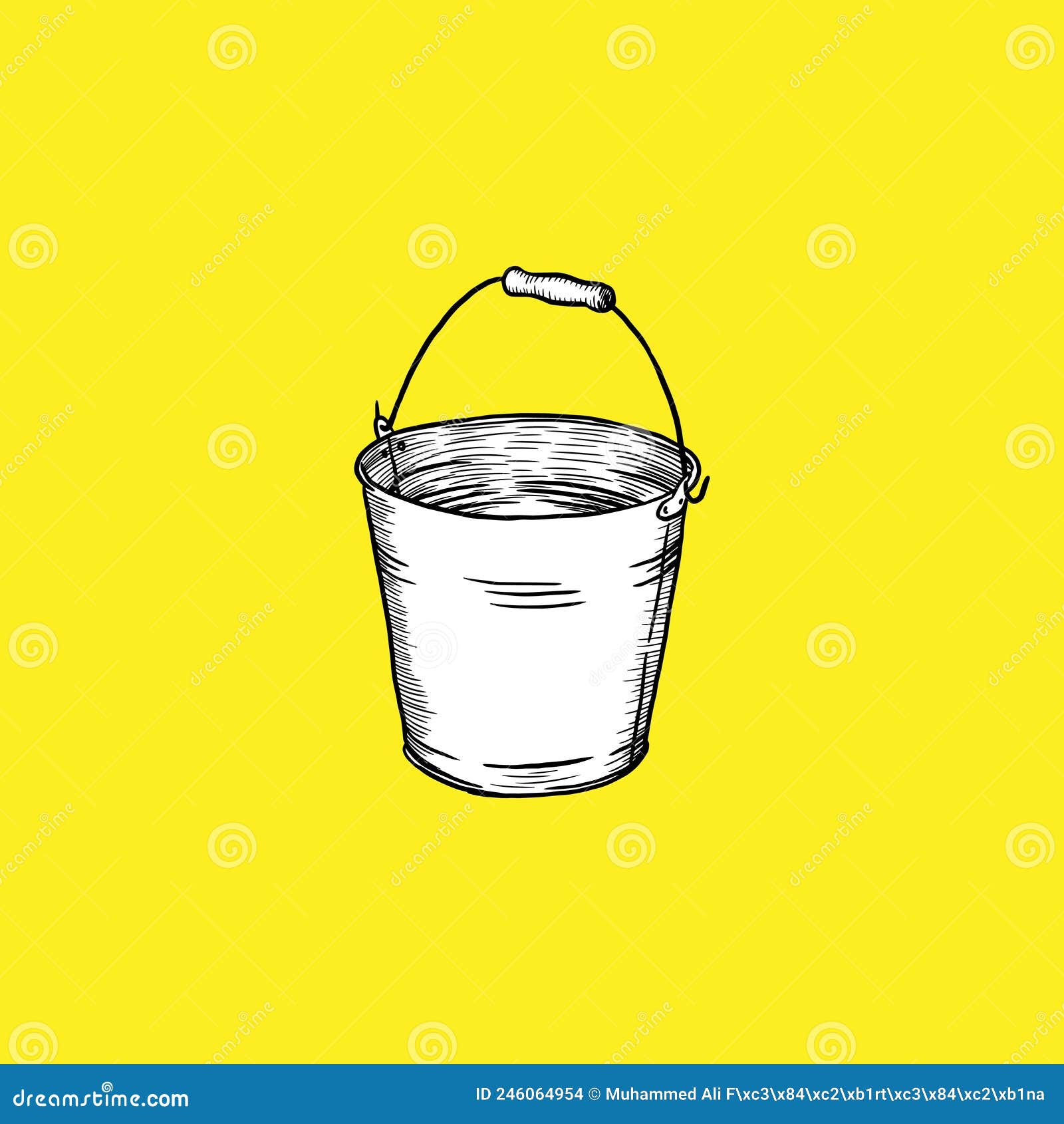 Tin Bucket Illustration. Hand Drawn Stock Vector Illustration of