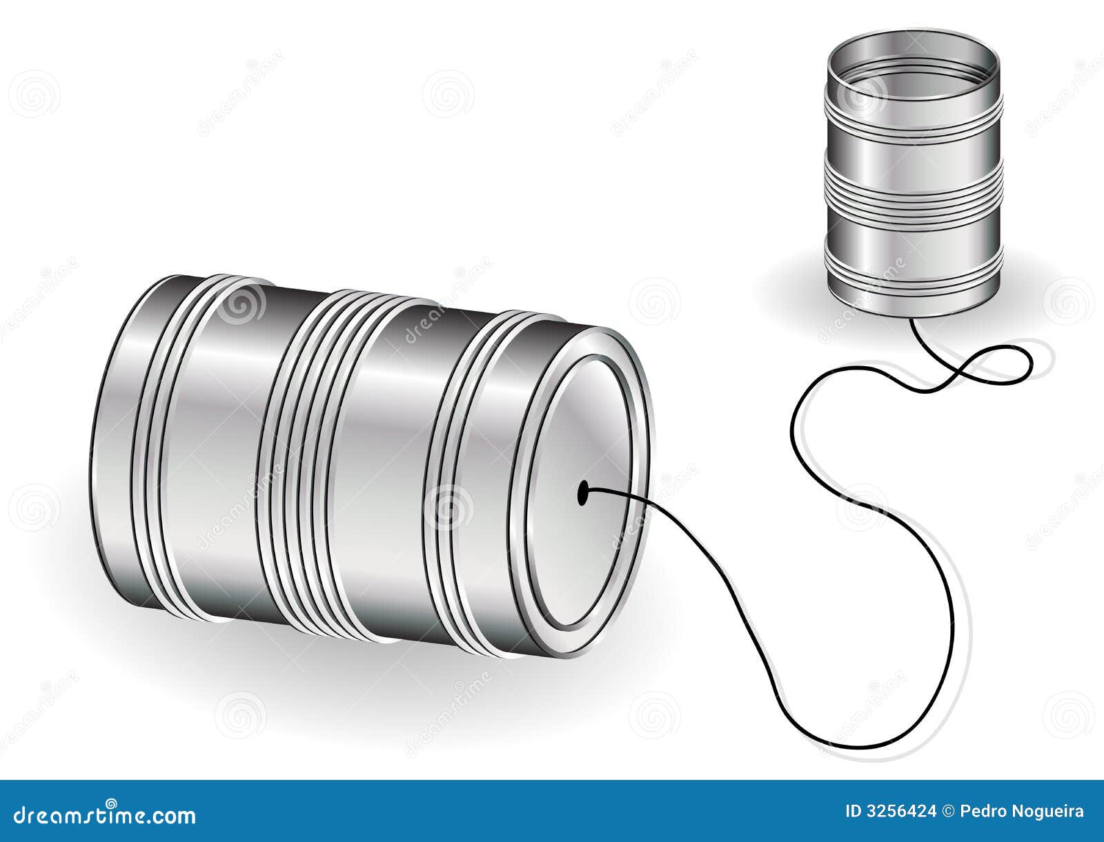 Tin can phone stock vector. Illustration of opened, cord 3256424