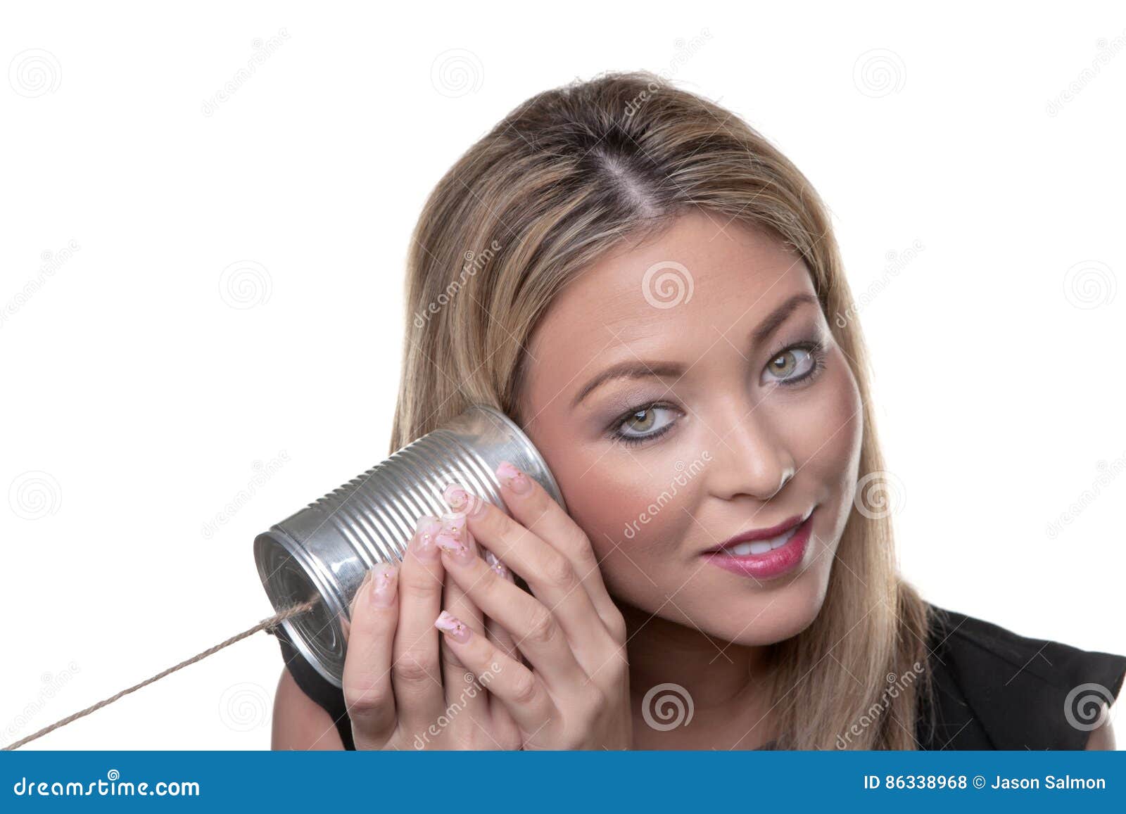 Tin Can on a Pieces of String To Communicate Stock Photo Image of