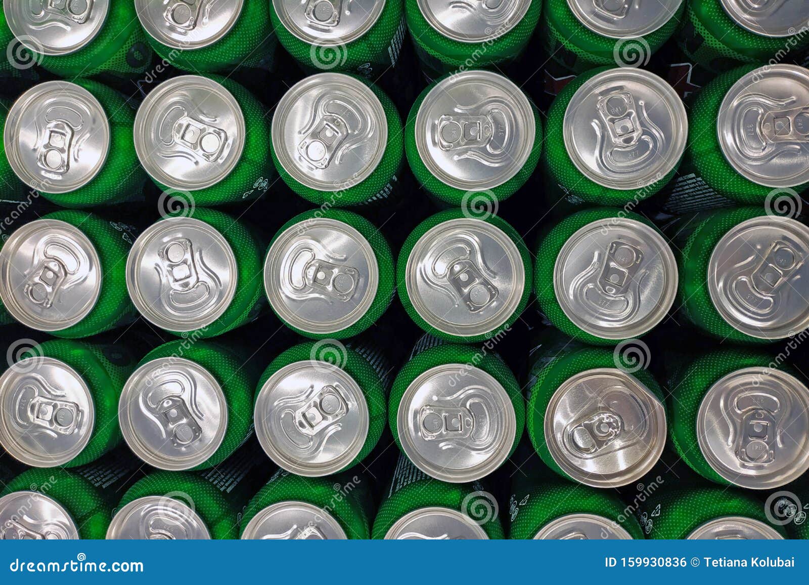Tin Cans with Beer, Top View. Stock Photo Image of aluminium