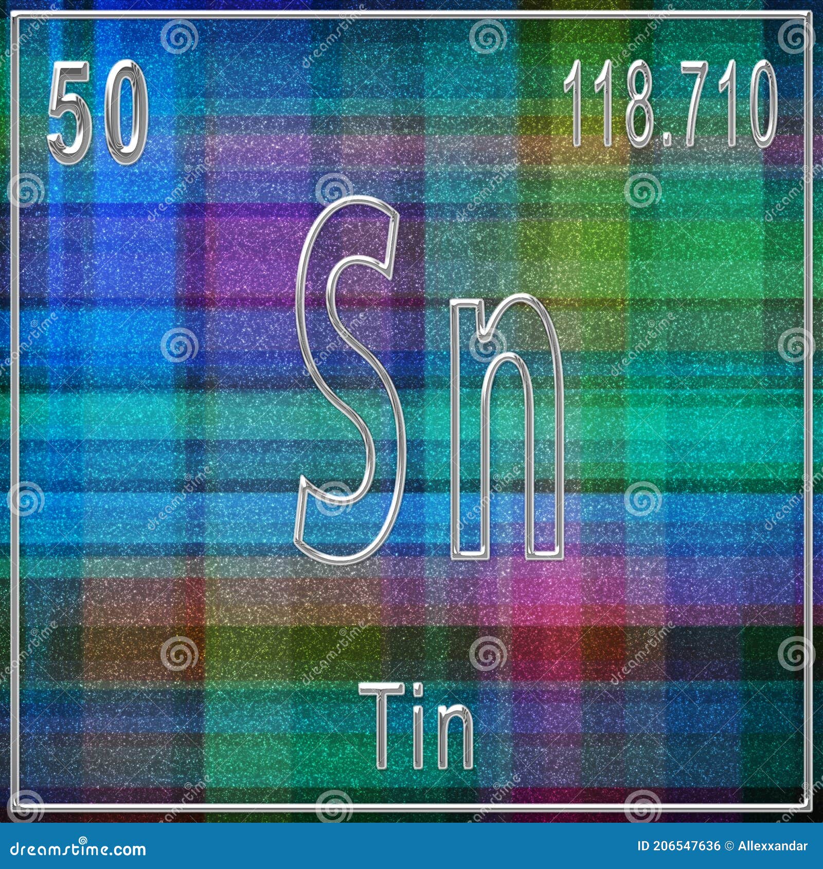 Tin Chemical Element, Sign with Atomic Number and Atomic Weight Stock