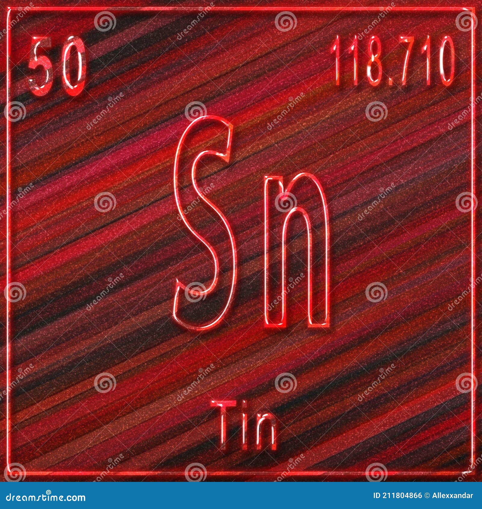 Tin Chemical Element, Sign with Atomic Number and Atomic Weight Stock