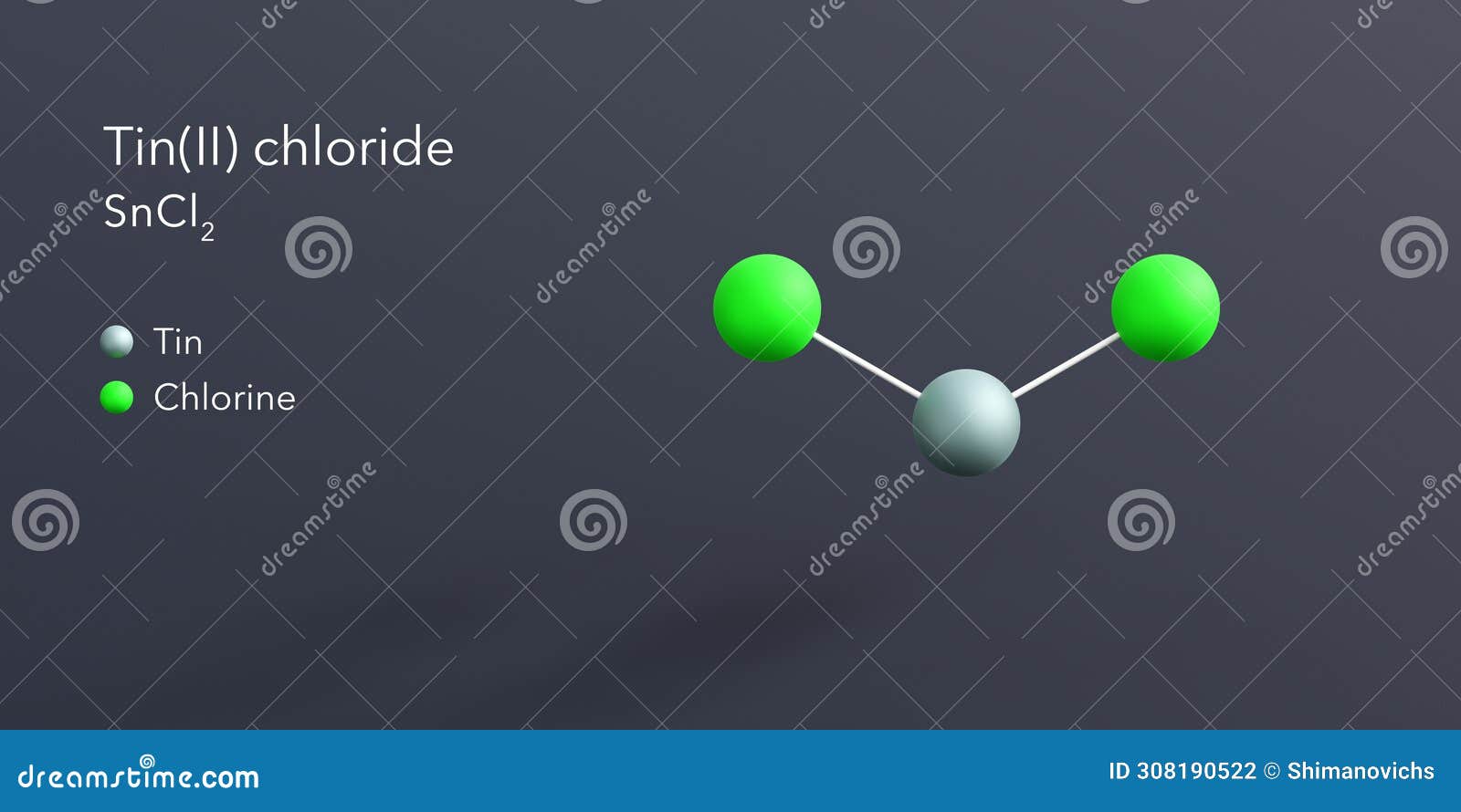Tin(ii) Chloride Molecule 3d Rendering, Flat Molecular Structure With