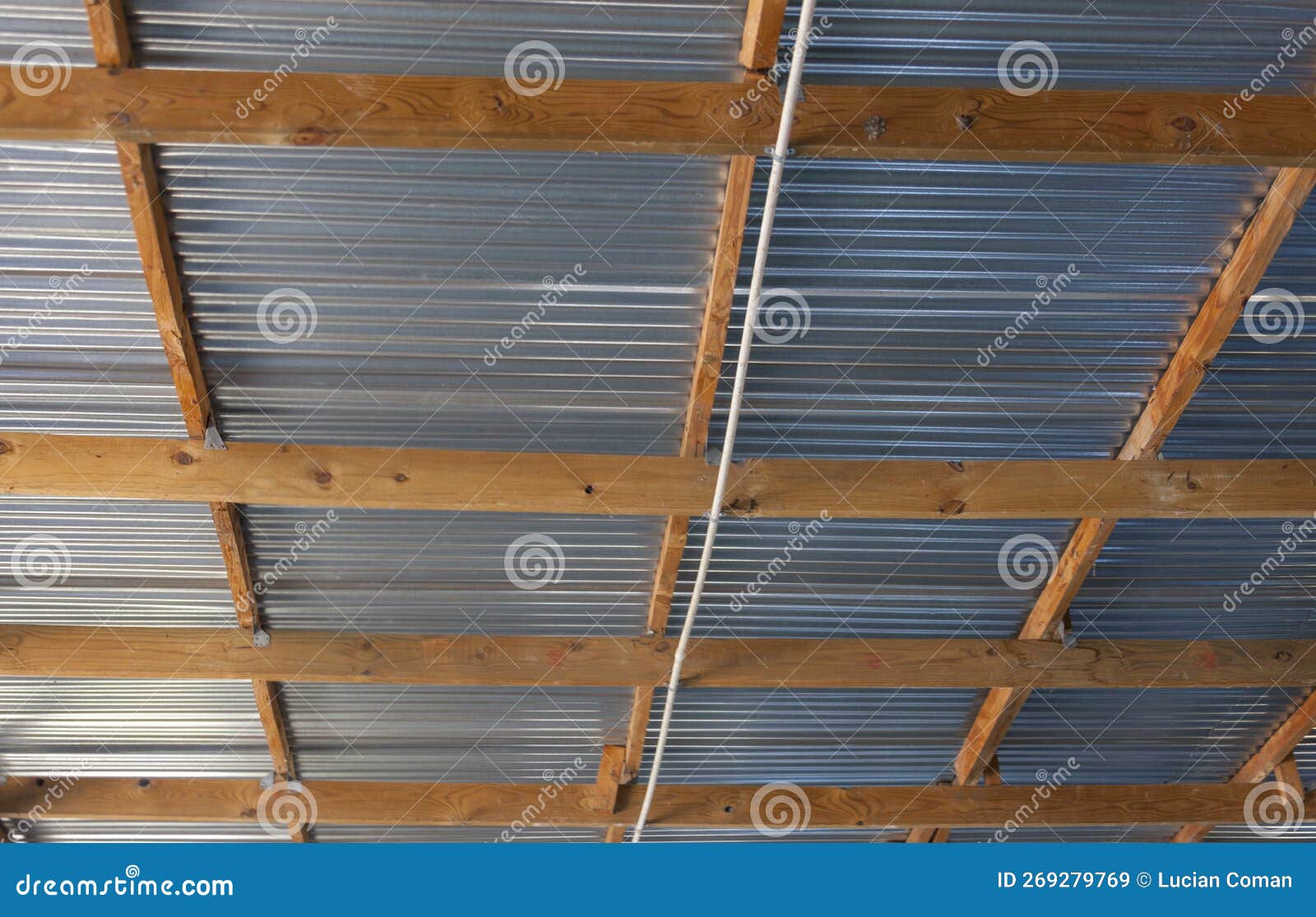 Tin roof stock image. Image of zinc, beams, silver, sheet 269279769