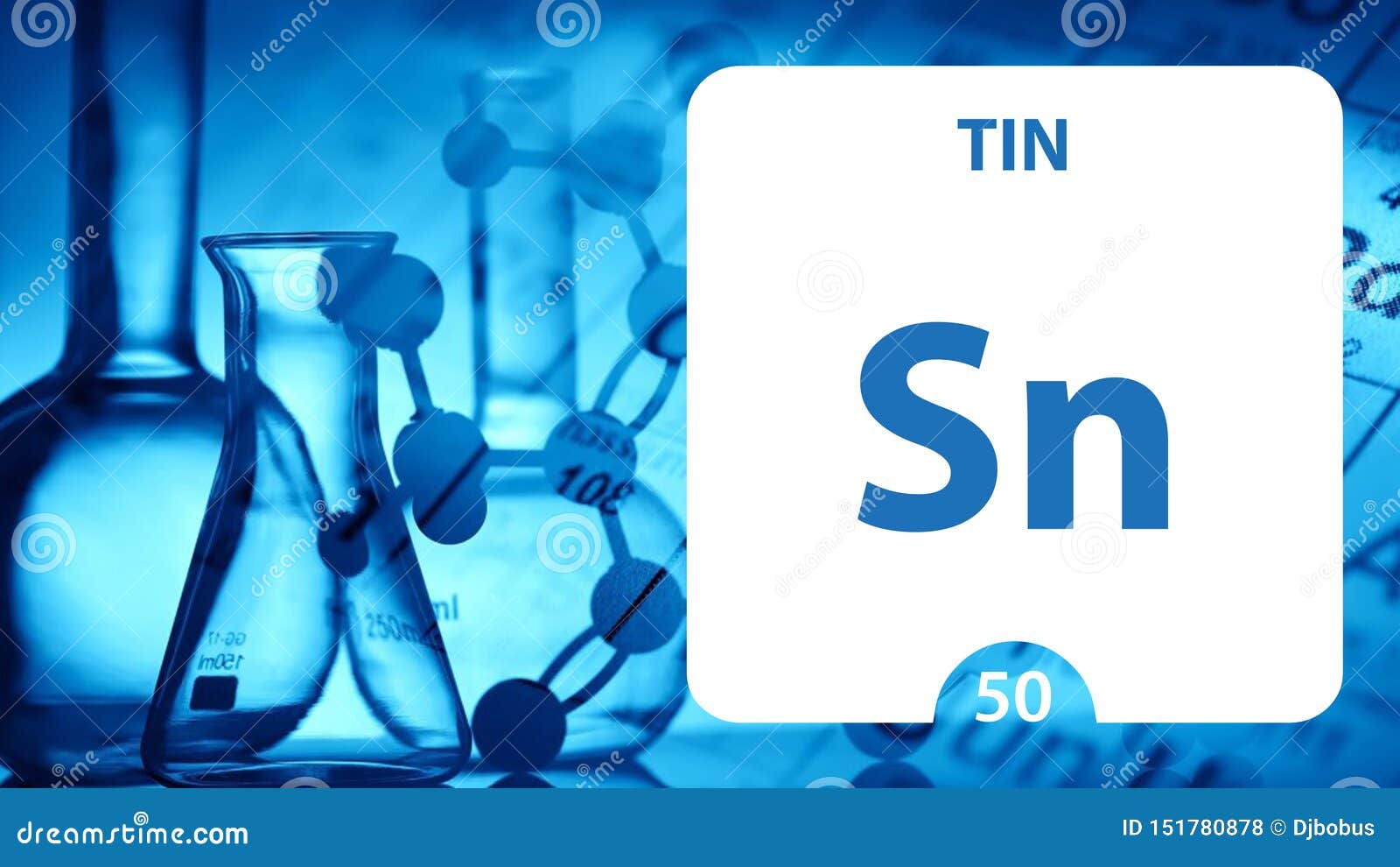 Tin Sn, Chemical Element Sign. 3D Rendering Isolated On White