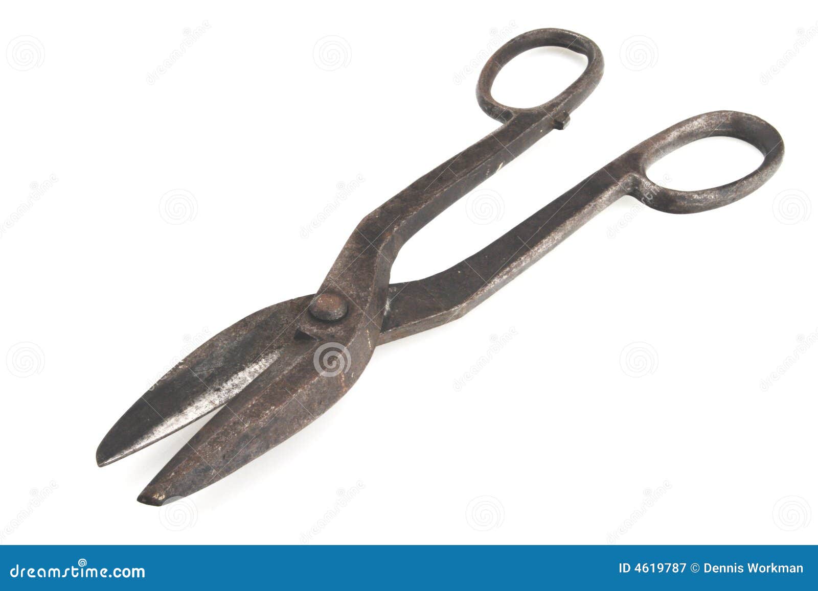 old vintage rusty heavy duty snips tin and metal cutting scissors for  straight cut and wire cut. iisolated on a transparent background Stock  Photo