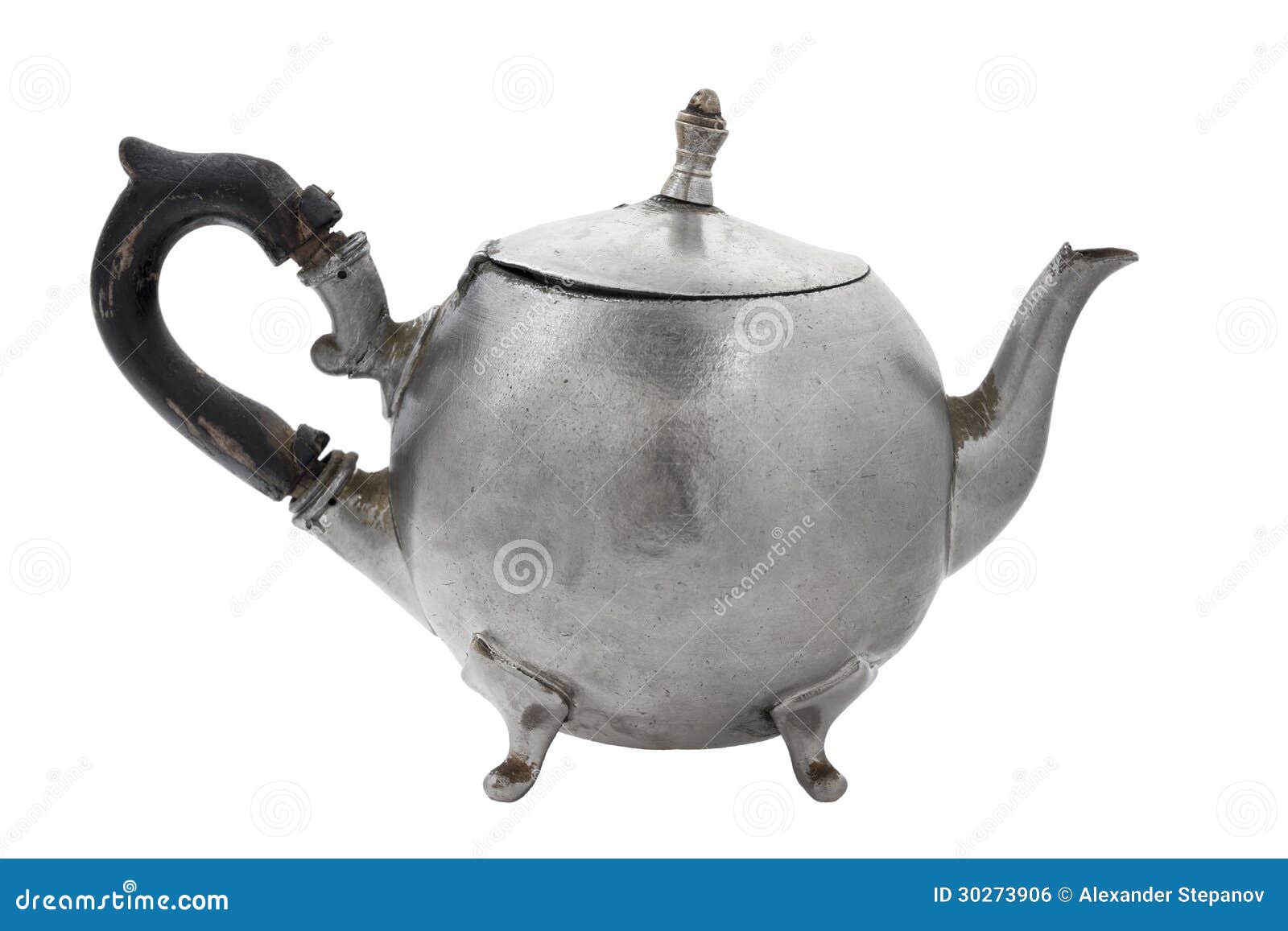 Old tin teapot. stock photo. Image of metal, single, household 30273906