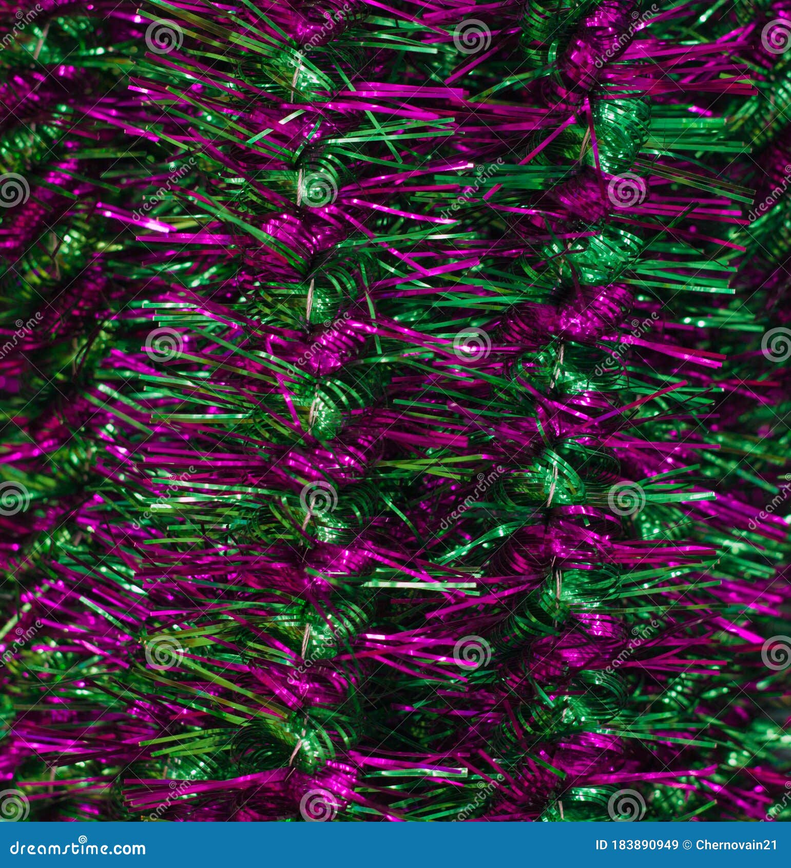 Tinsel for Christmas Tree Green and Raspberry Stock Image Image of