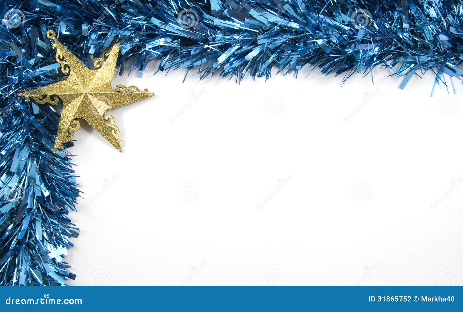 Tinsel and Star Christmas Decorations Stock Photo Image of blue