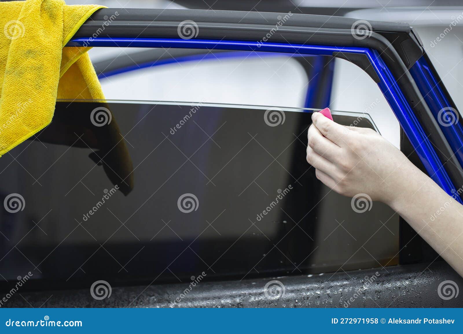 Tinting of Car Windows.Window Film for Car Stock Photo Image of male