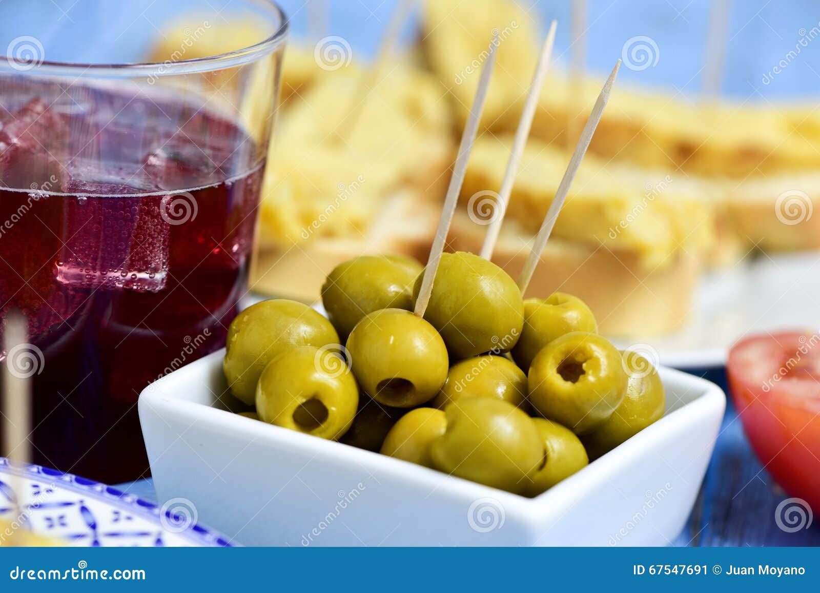 tinto de verano, olives, and spanish omelet