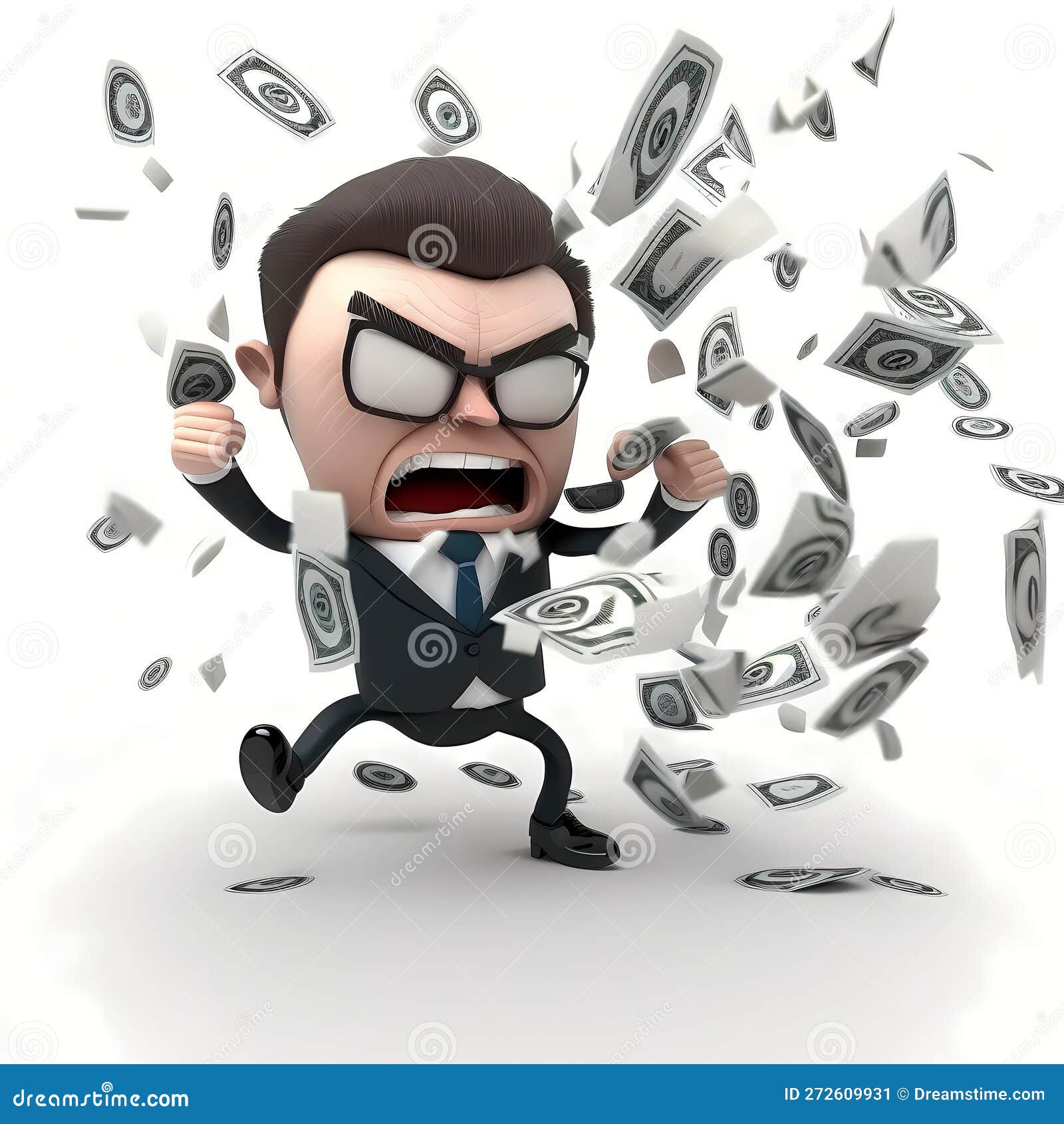 Tiny Angry Businessman Throw Money. Generative AI Stock Image Image