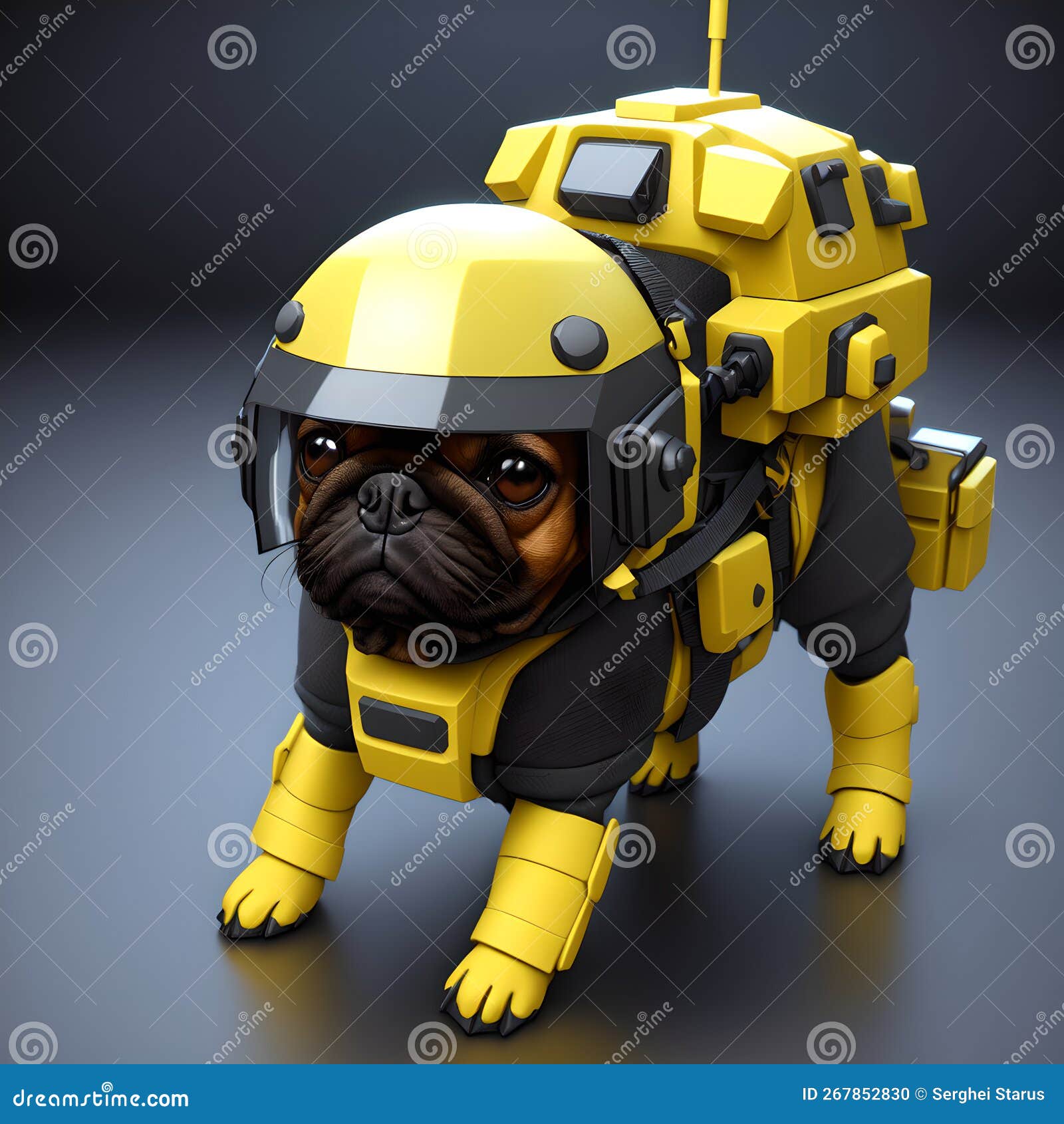 A Tiny Canine Equipped With Protective Gear, Depicted As A Sapper Or ...