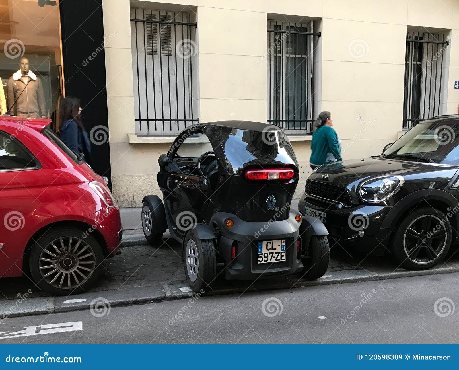 Small,easy to park micro,mini,car,cars, parked in limited space along Rue  St Honore, a fashionable,up-market shopping street in centre, 1,Paris Stock  Photo - Alamy