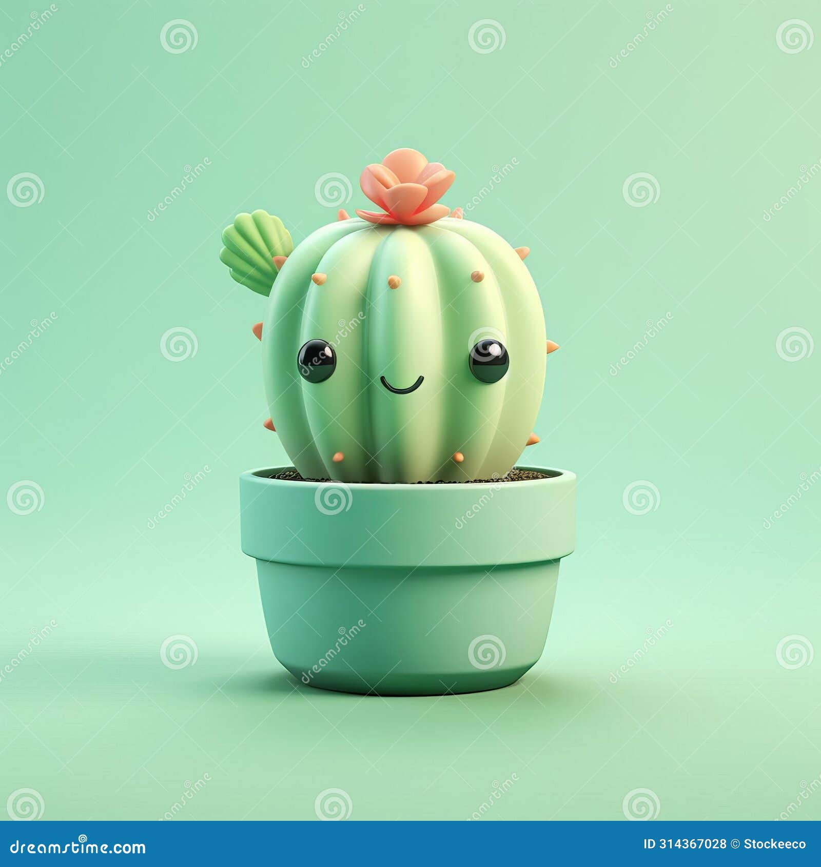 tiny cute cactus emoji in ios 17 style