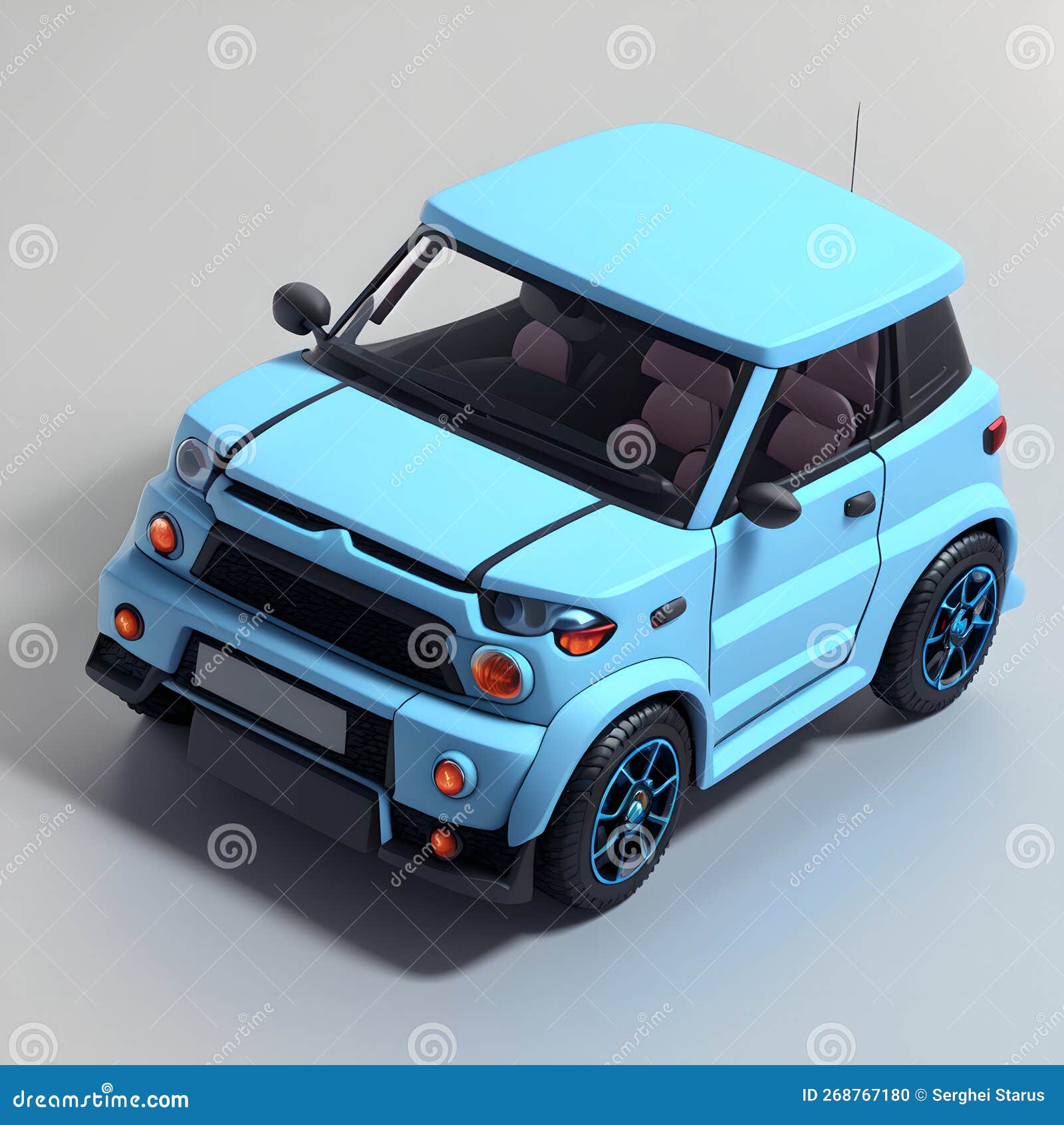 tiny cute family car, plastic toy, 3d isometric reference model, ai generated