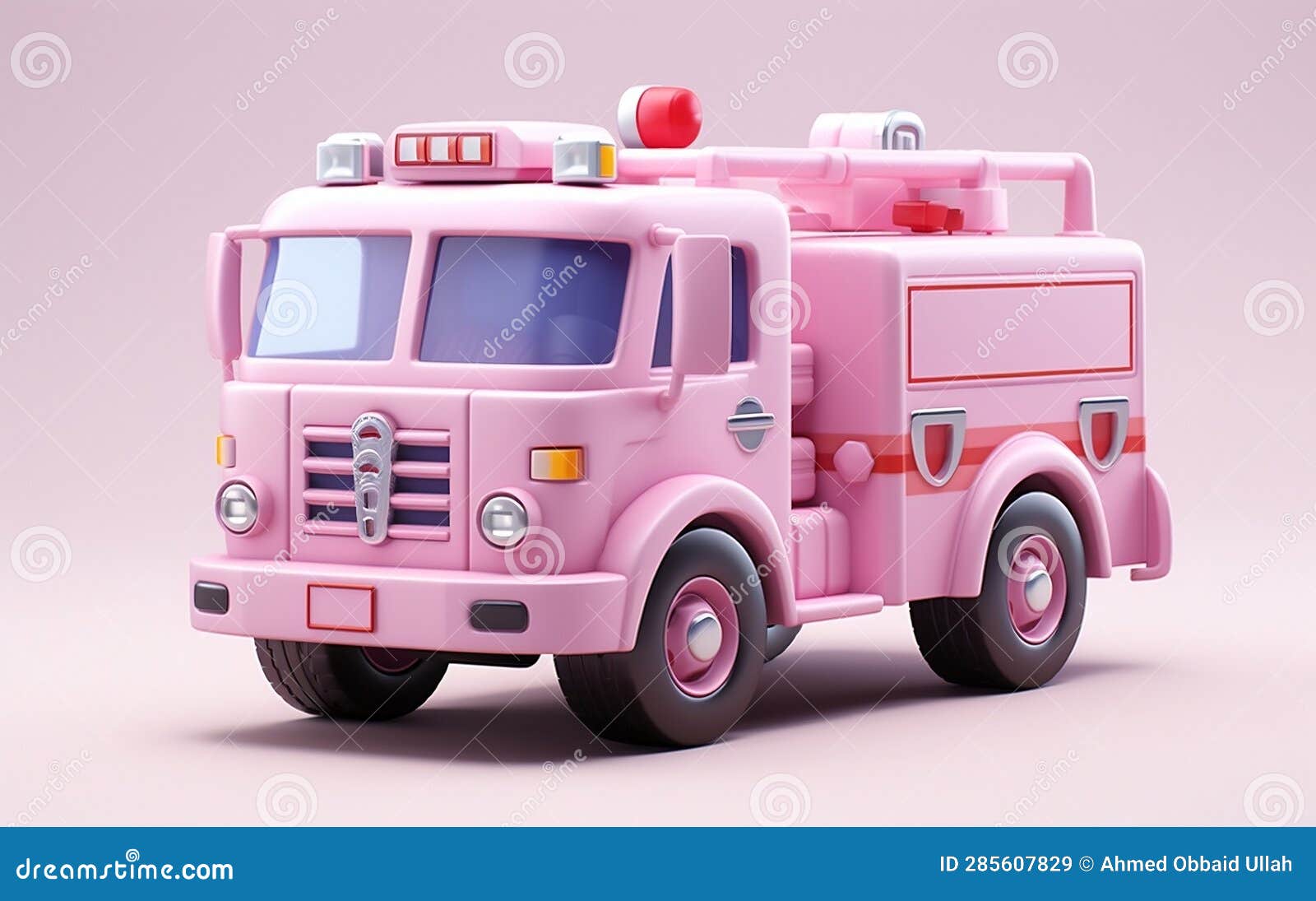 Tiny Cute Isometric Fire Truck Emoji Soft Design, Generative Ai Stock