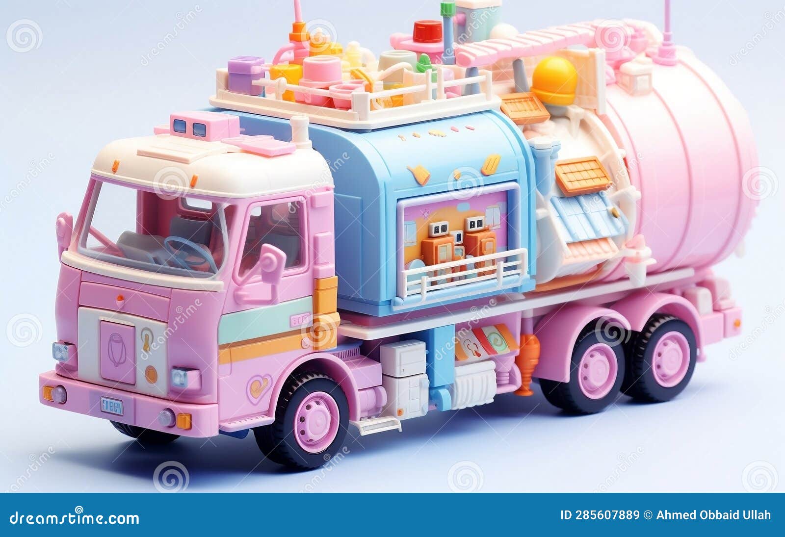 Tiny Cute Isometric Garbage Truck Emoji Soft Design, Generative Ai