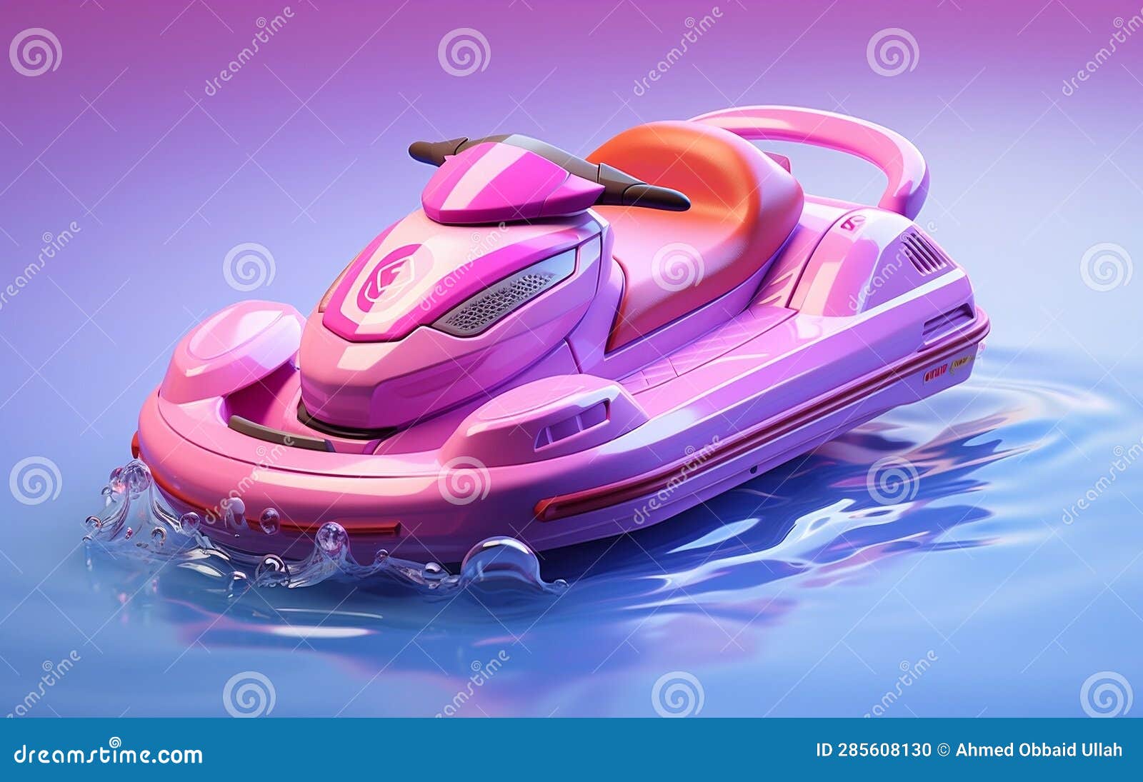Tiny Cute Isometric Jet Ski Emoji Soft Design, Generative Ai Stock