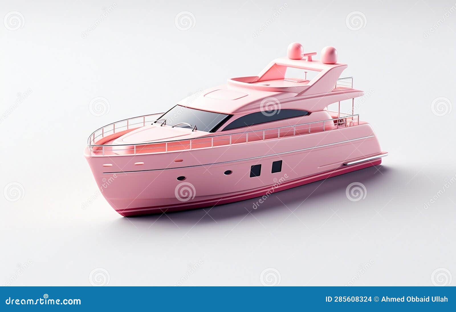 Tiny Cute Isometric Yacht Emoji Soft Design, Generative Ai Stock