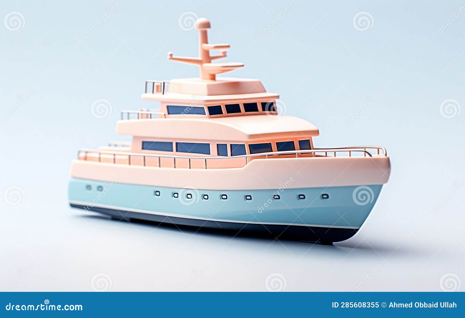 Tiny Cute Isometric Yacht Emoji Soft Design, Generative Ai Stock