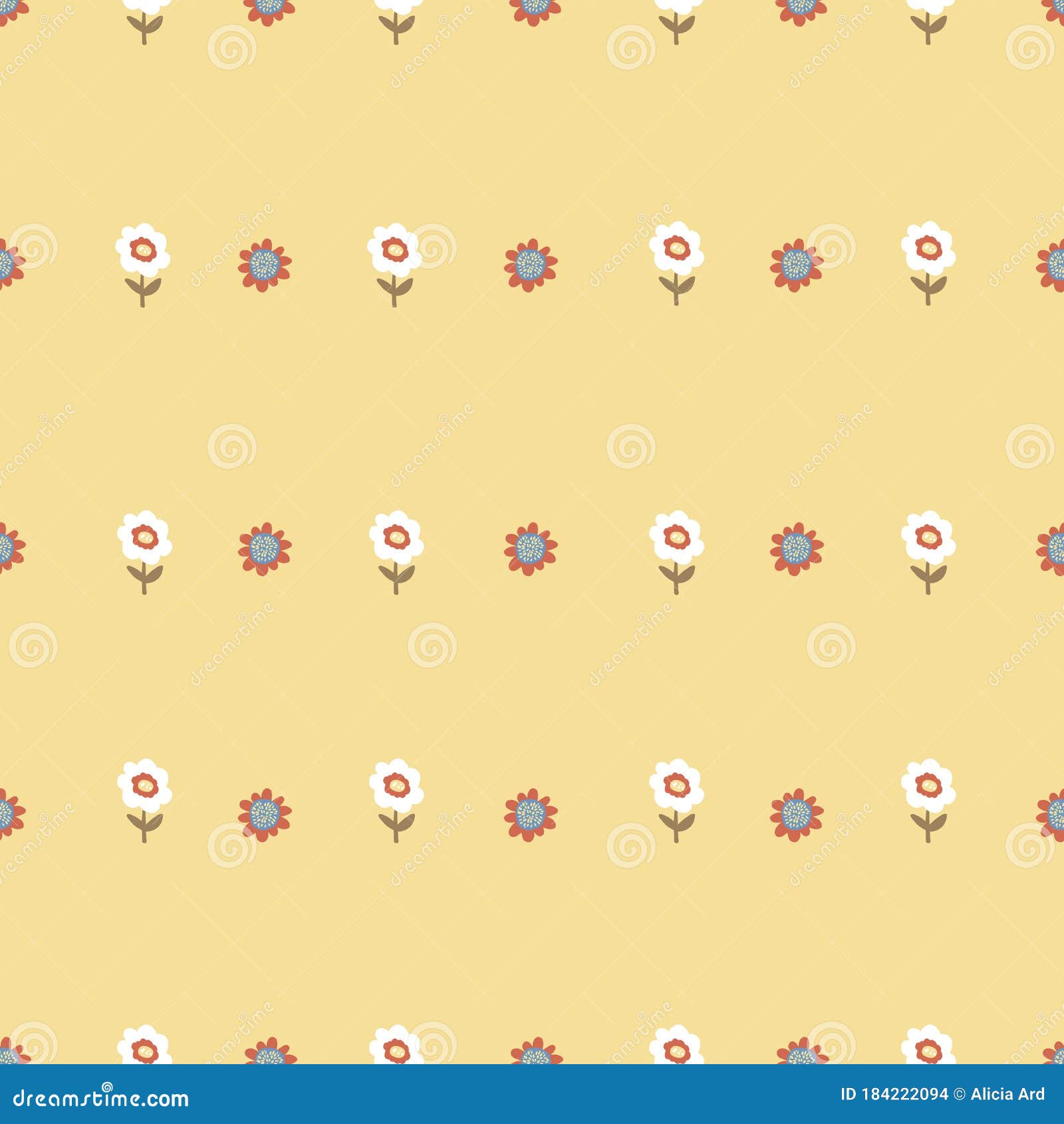 tiny flowers on yellow background. seamless tiny vintage flower pattern. repeating flowers on a yellow background. spring pattern