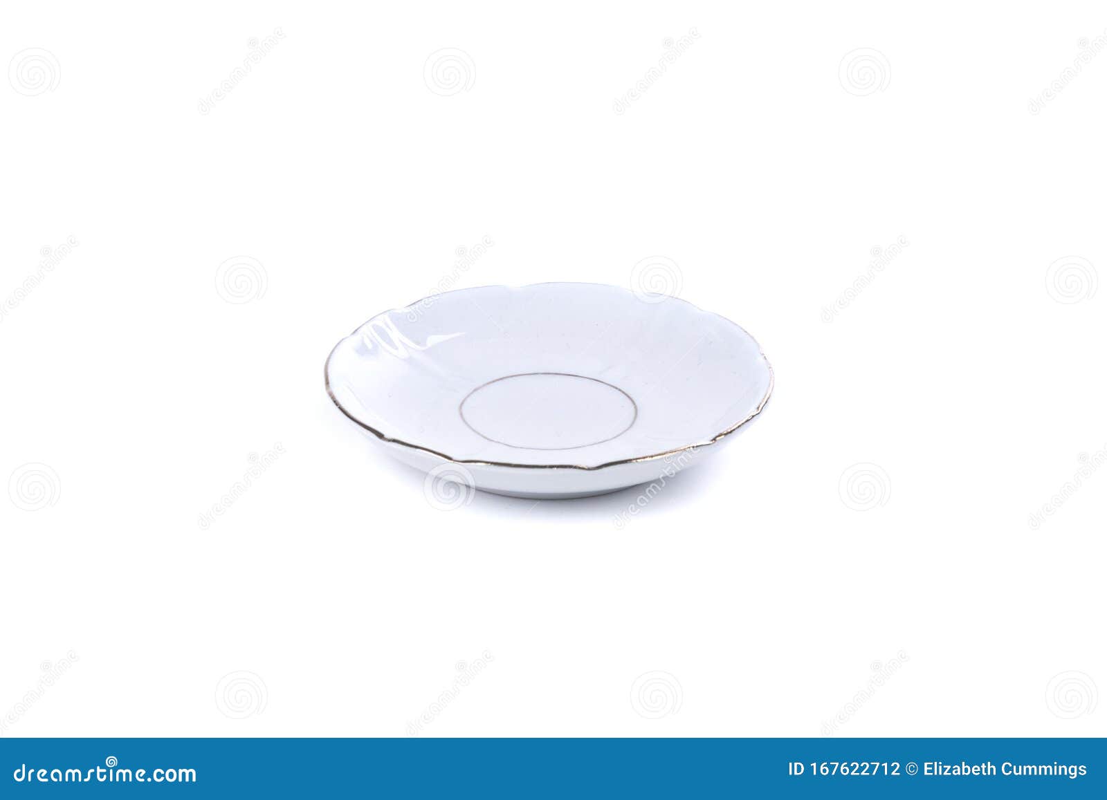 Tiny White Tea Plate Saucer with Gold Edging Stock Photo Image of