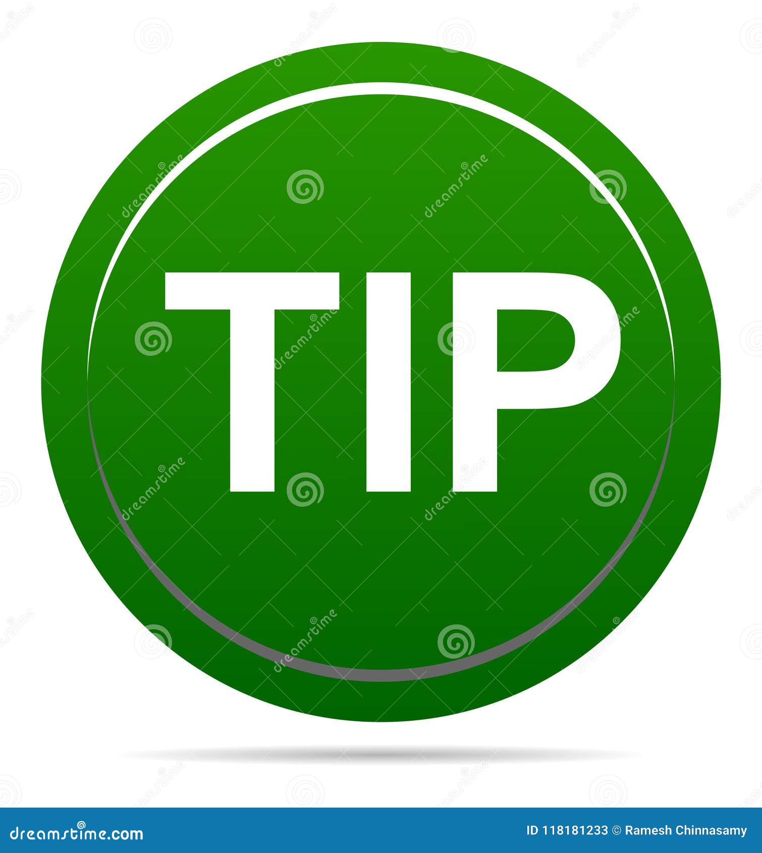 tip green round button help and suggestion concept