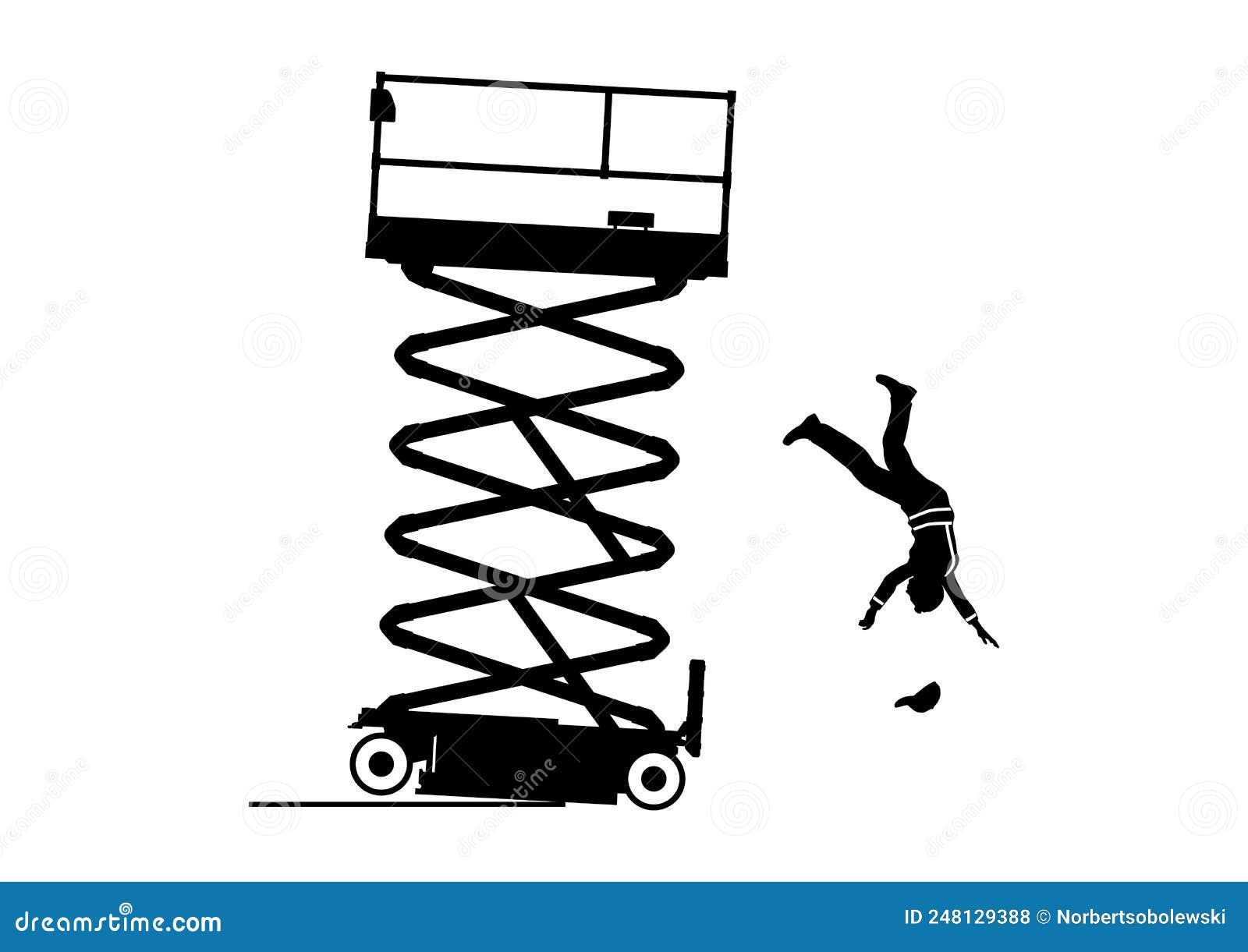 Scissor Lift Tipover Risk. Stock Vector Illustration of picker