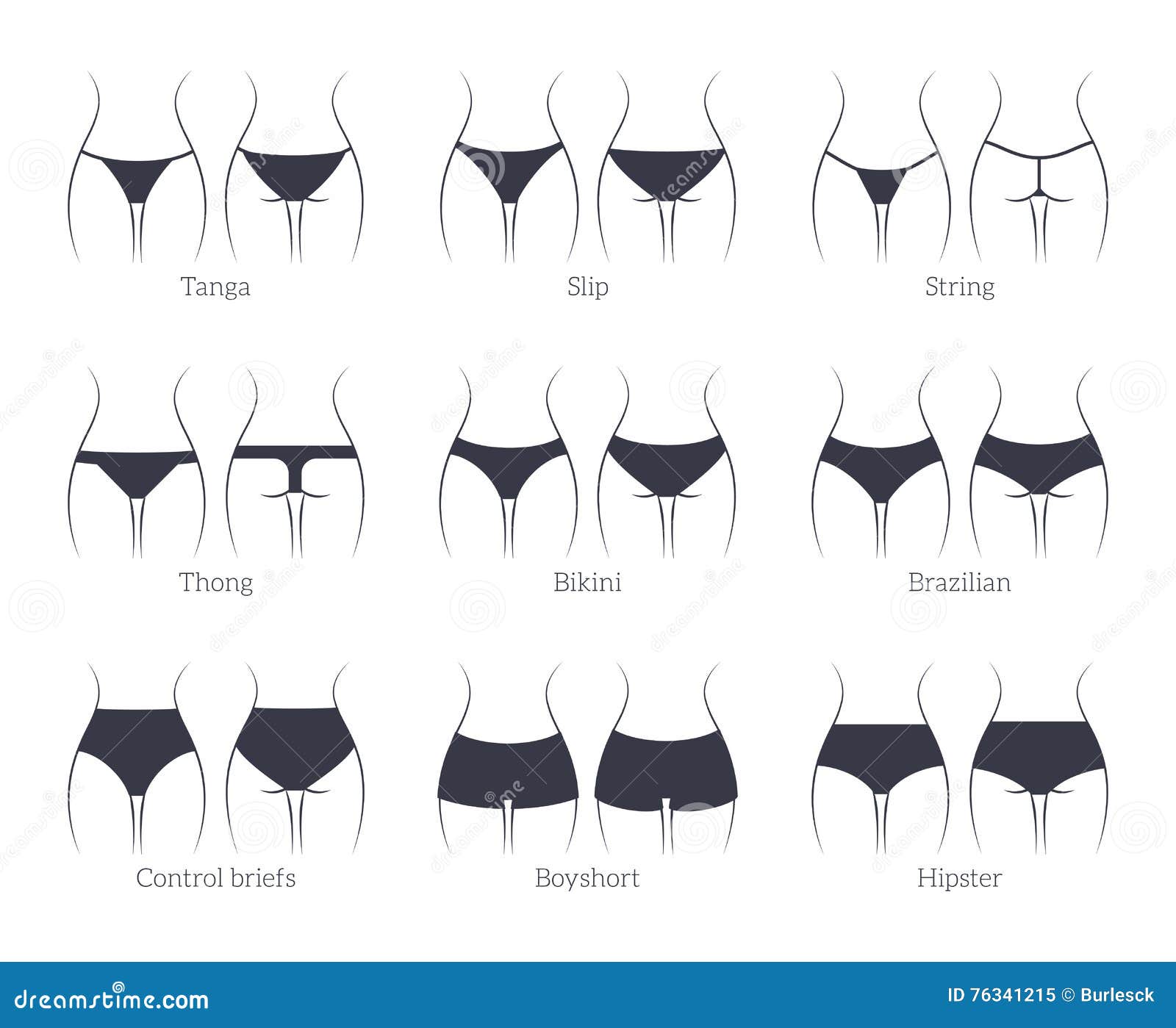 Tipi Femminili Icone Delle Mutandine Corda E Cinghia, Tanga E Bikini  Illustrazione Vettoriale - Illustrazione di profilo, intimate: 76341215