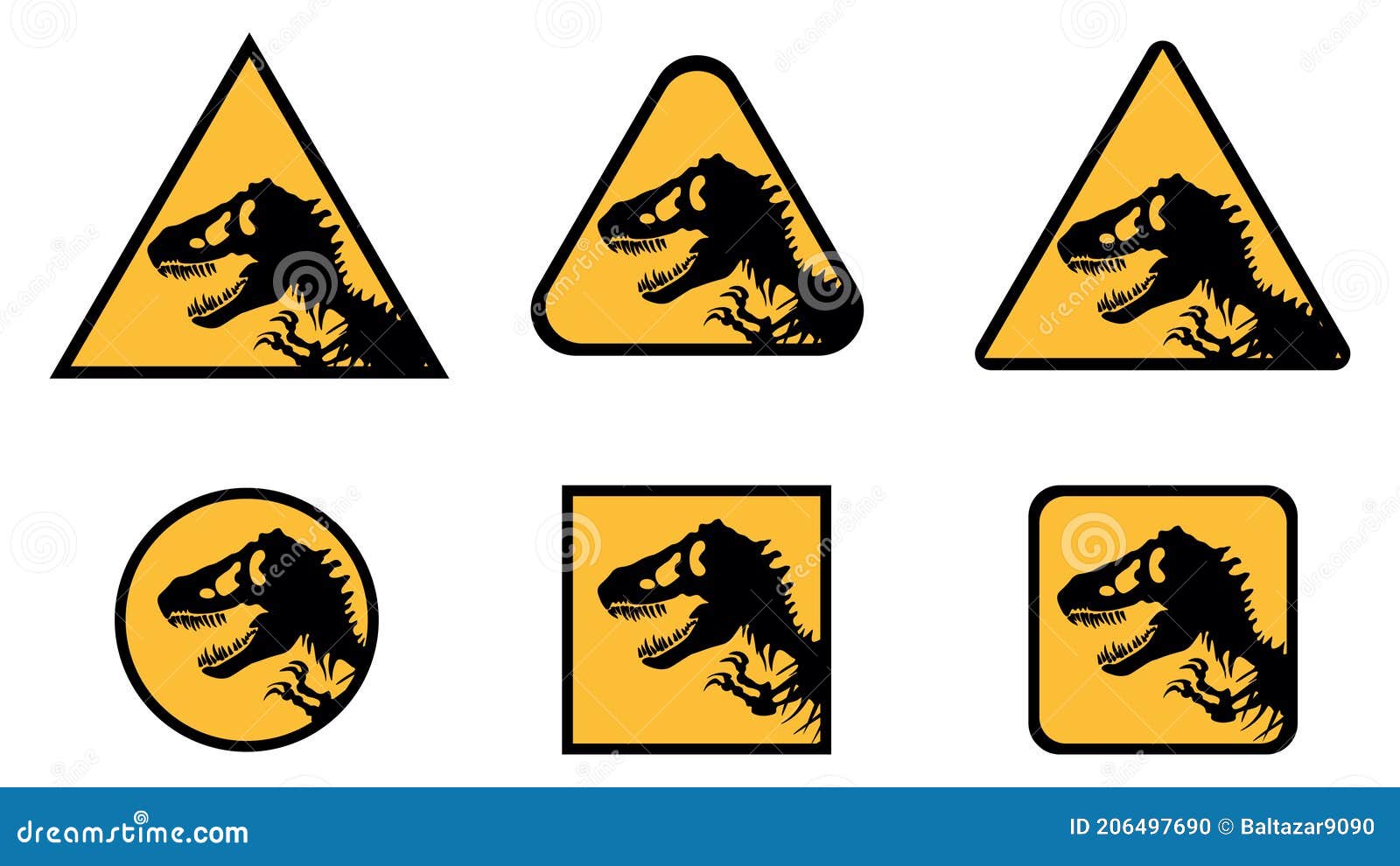 6 Tipos Diferentes De Signos De Dinosaurios Peligrosos Ilustración del  Vector - Ilustración de riesgo, cielo: 206497690