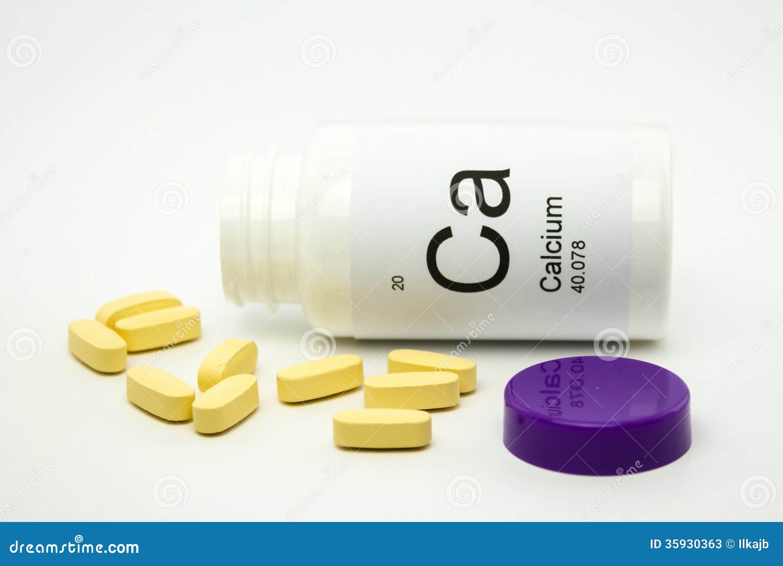 tipped over bottle of calcium vitamins
