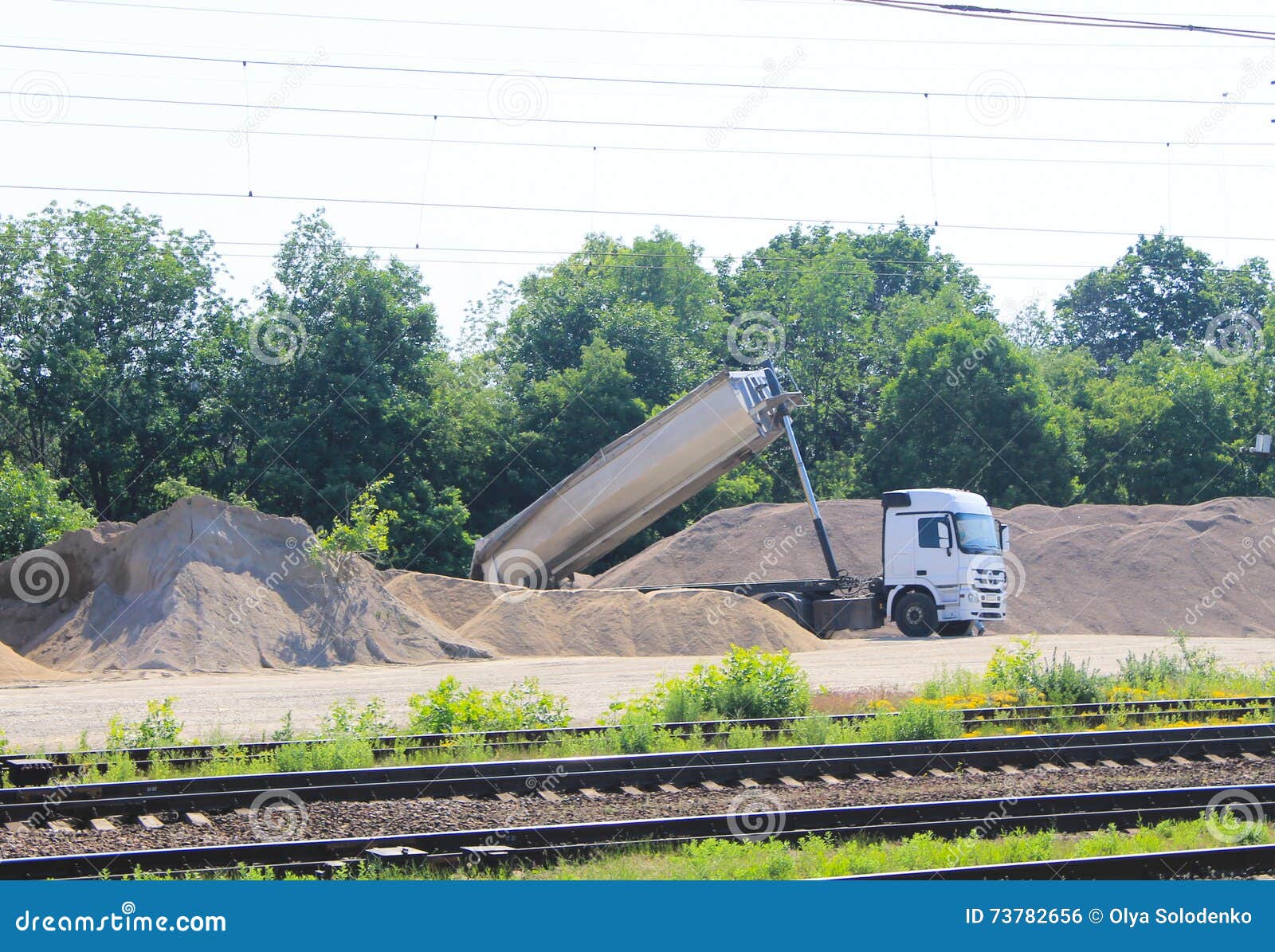 Tipper truck unload gravel stock photo. Image of loading - 73782656