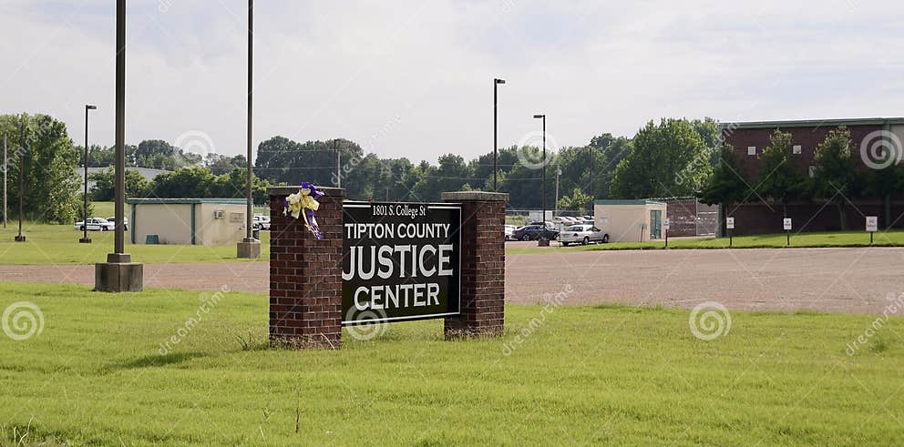Tipton County Justice Center Sign, Covington, TN Editorial Stock Photo